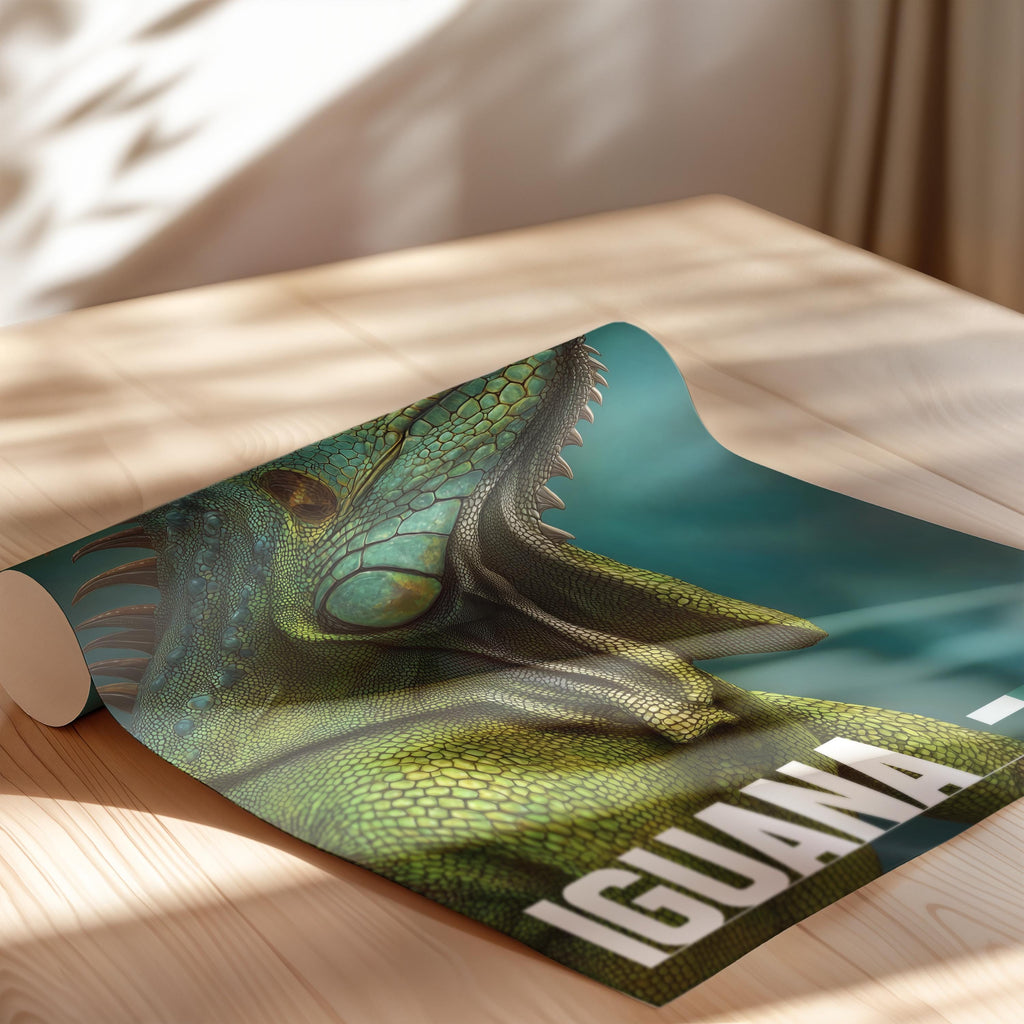 Iguana Framed Poster: Reptile Wall Art for Nursery or Kids Room