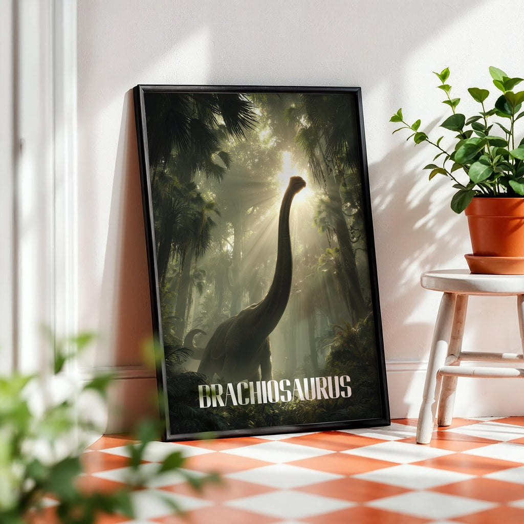 Brachiosaurus Poster for Kids Room – Tall Dinosaur Wall Art for Nursery or Playroom