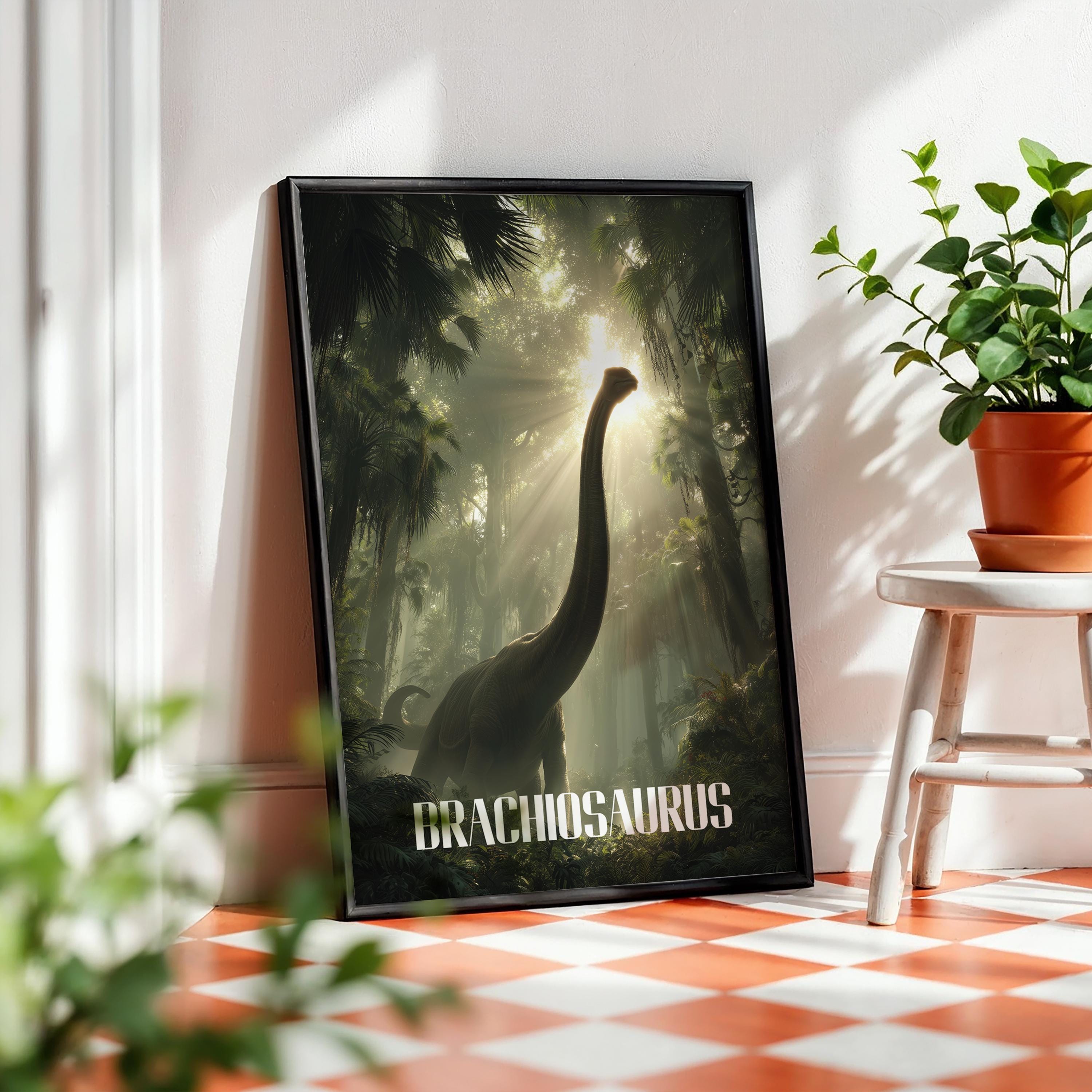 Brachiosaurus Poster for Kids Room – Tall Dinosaur Wall Art for Nursery or Playroom