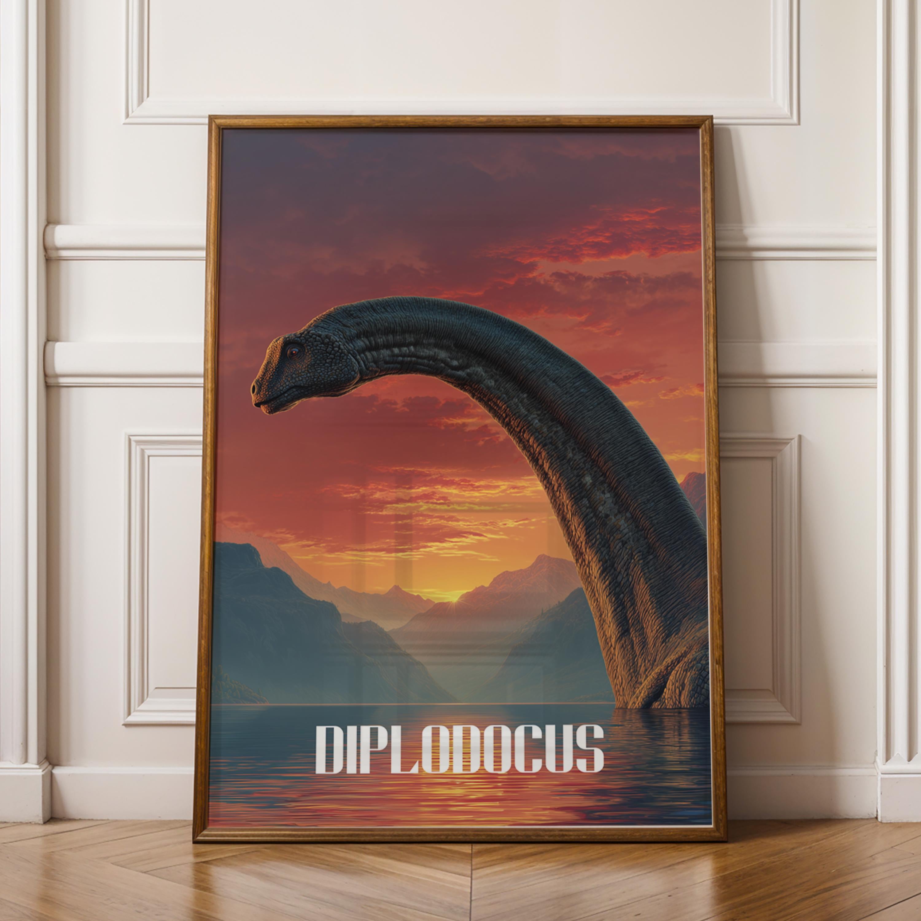 Diplodocus Poster for Kids Room – Gentle Dinosaur Wall Art for Nursery and Playroom