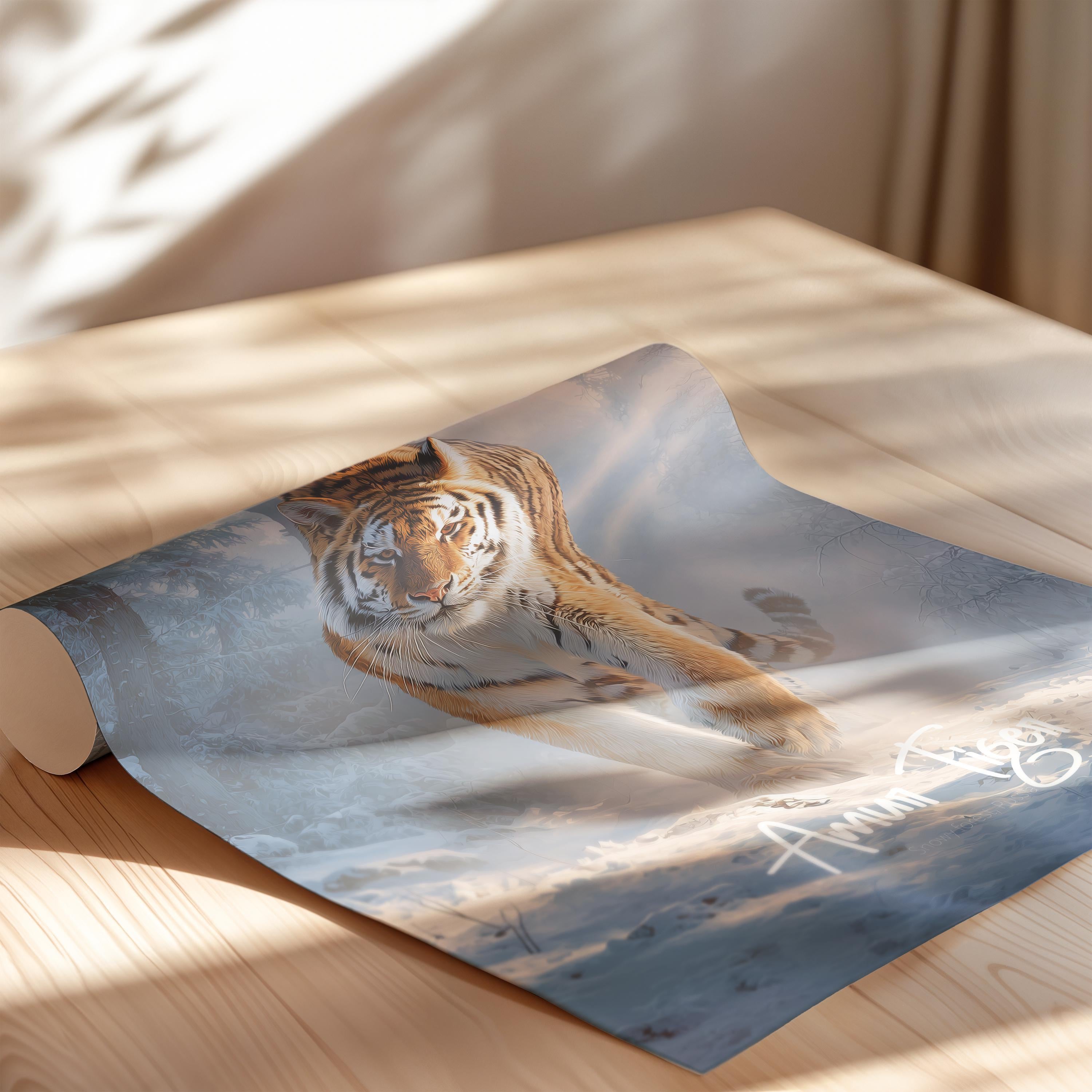 Amur Tiger Framed Poster: Endangered Wildlife Kids Room Decor