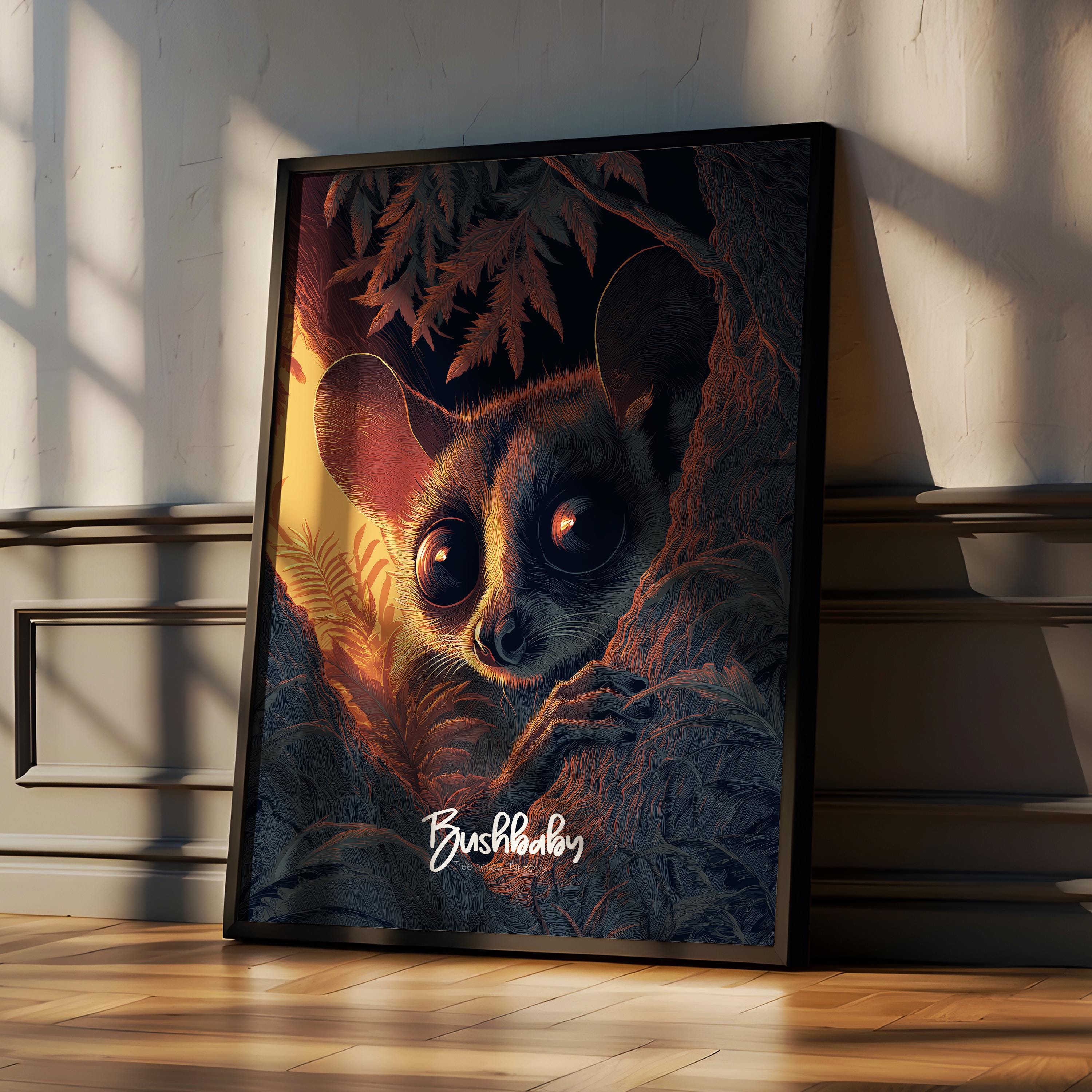 Bushbaby Art Print: Jungle Animal Kids Room Decor