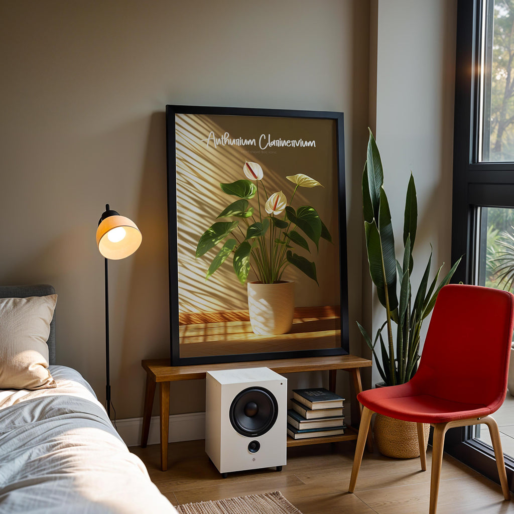 Anthurium Clarinervium Print: Minimalist Botanical Illustration, Greenery Plant Wall Art