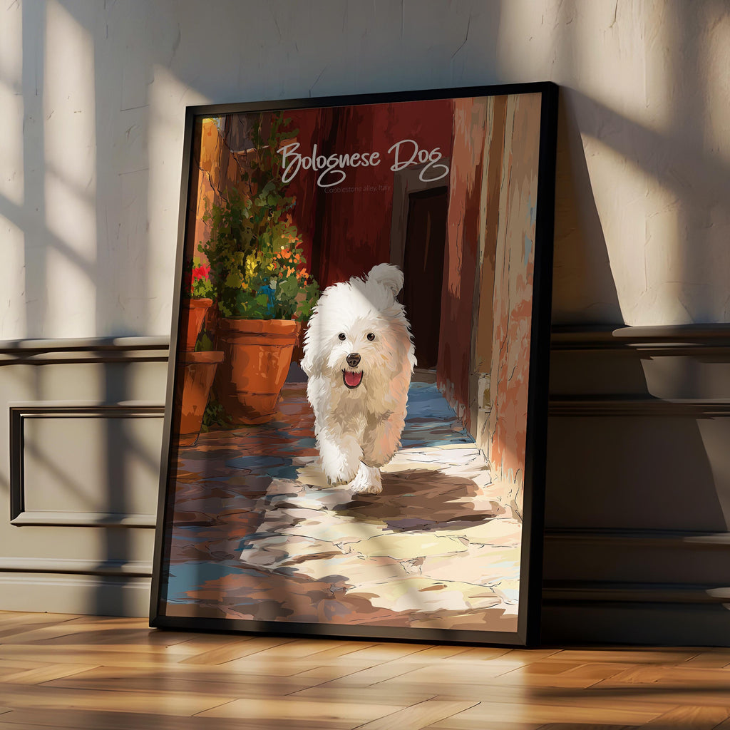 Bolognese Dog Print: Fluffy White Dog Wall Art