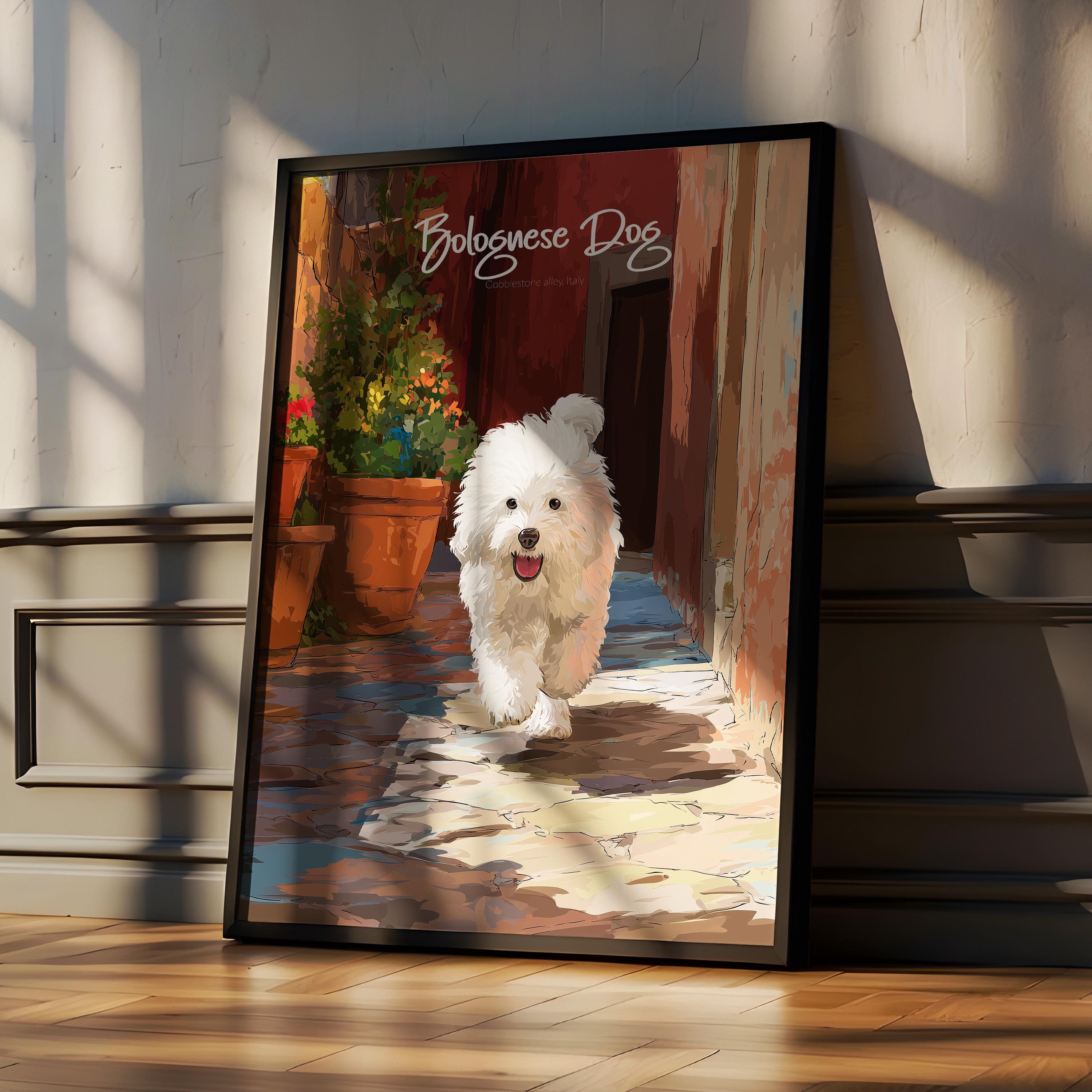 Bolognese Dog Print: Fluffy White Dog Wall Art