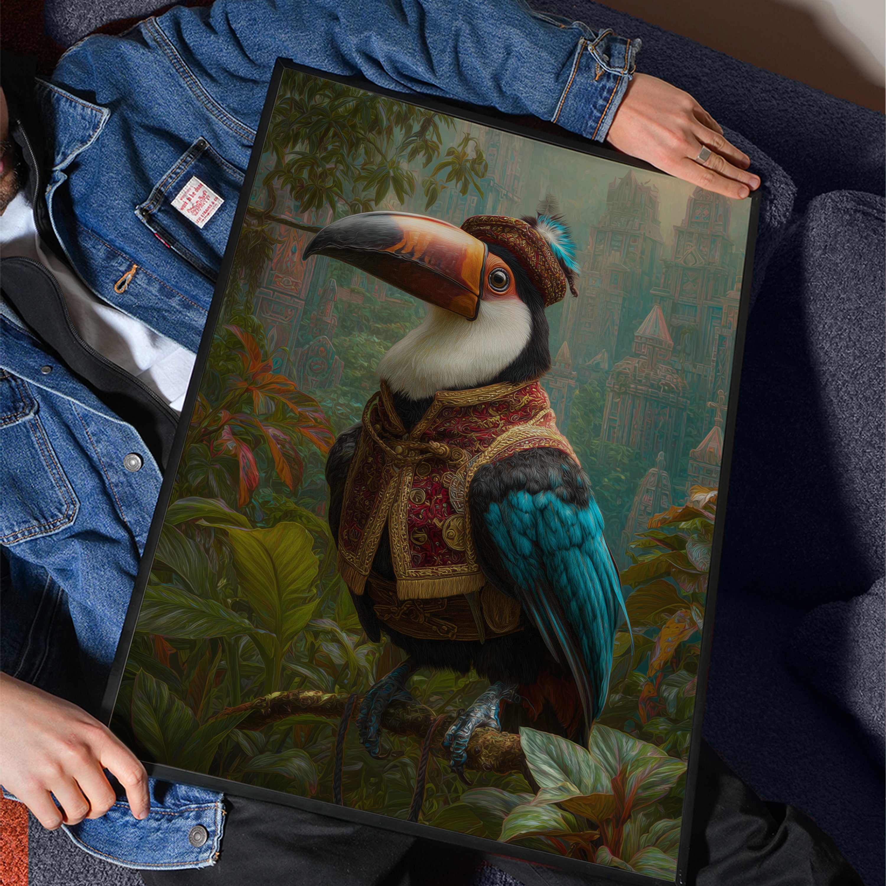 Toucan Explorer Print: Amazon Jungle Animal Portrait, Tropical Wall Art