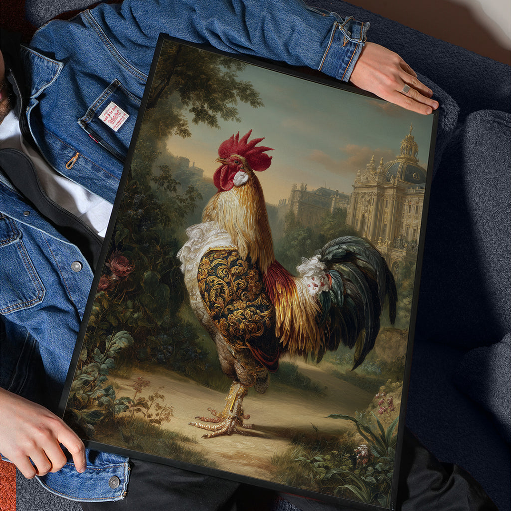 Versailles Rooster Poster – French Royal Animal Wall Art, Baroque Chicken Print