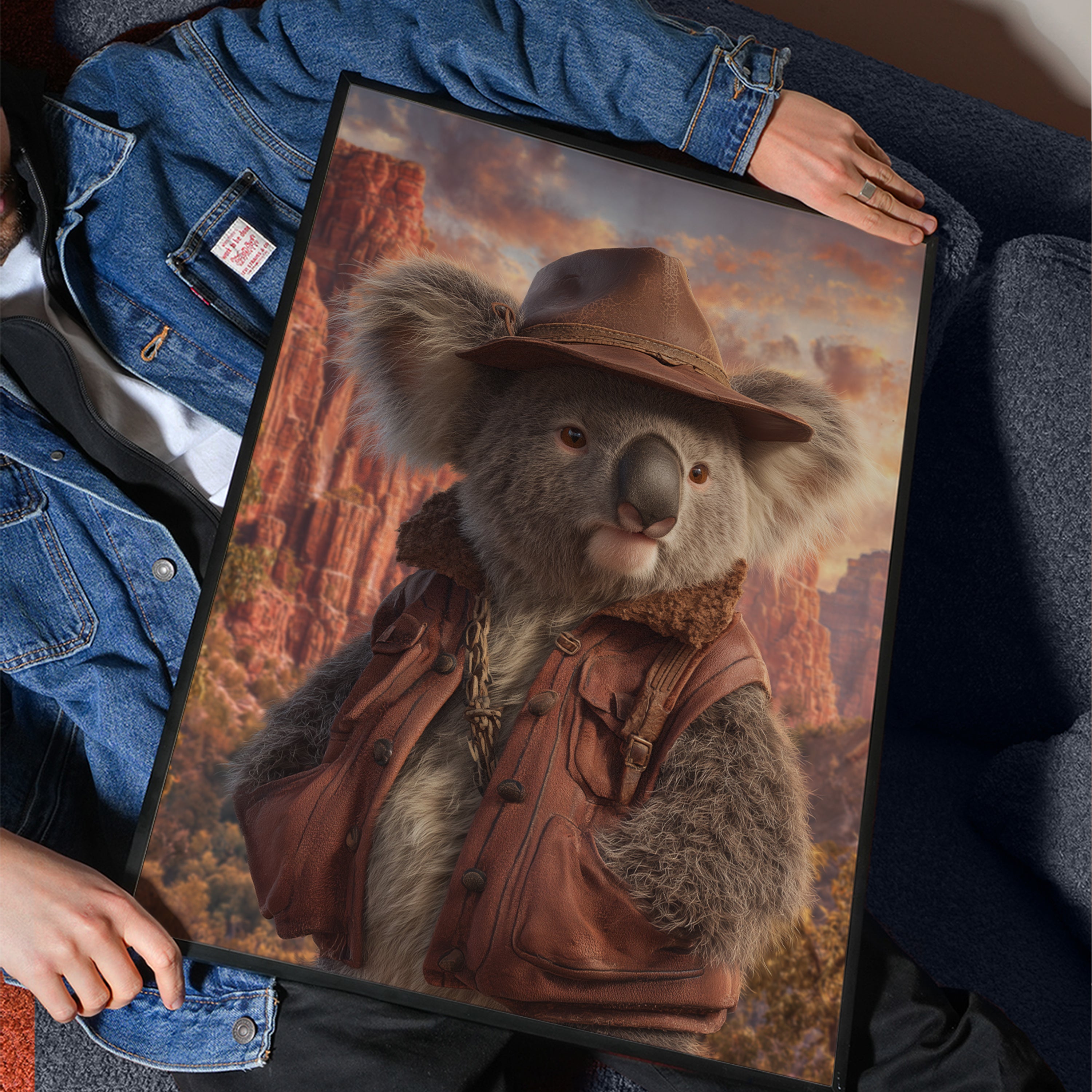 Koala Explorer Poster – Anthropomorphic Animal Print, Australian Outback Wall Art, Fantasy Wildlife Decor