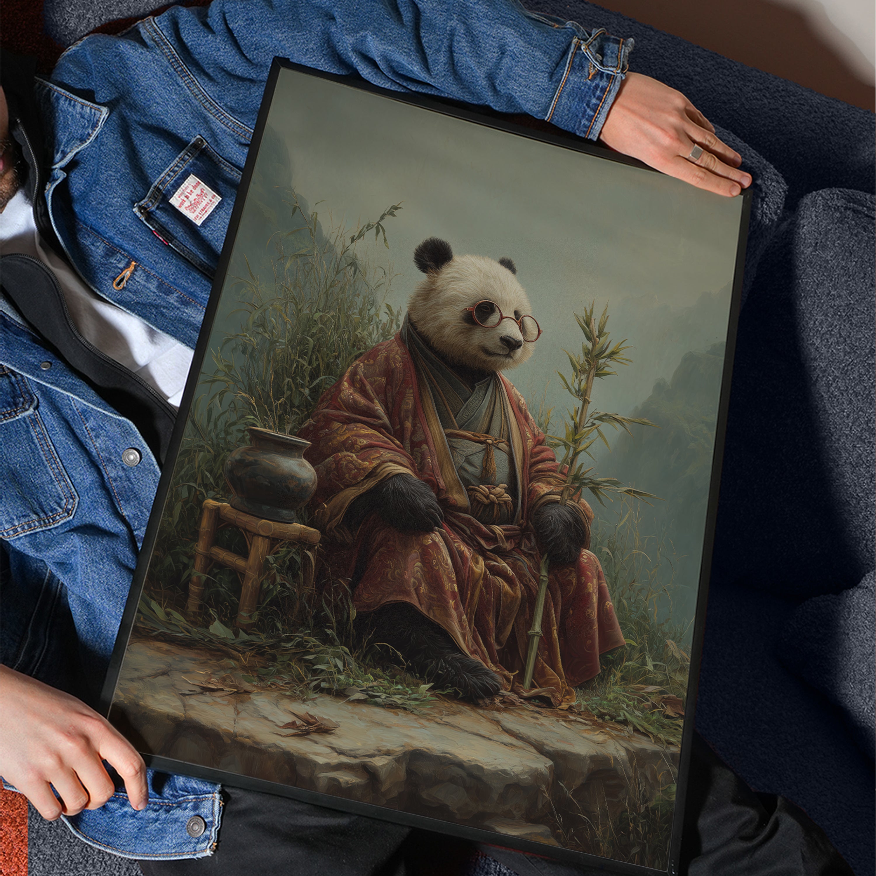 Wise Panda in Sichuan – Asian Animal Art Print, Nature Explorer Wall Decor