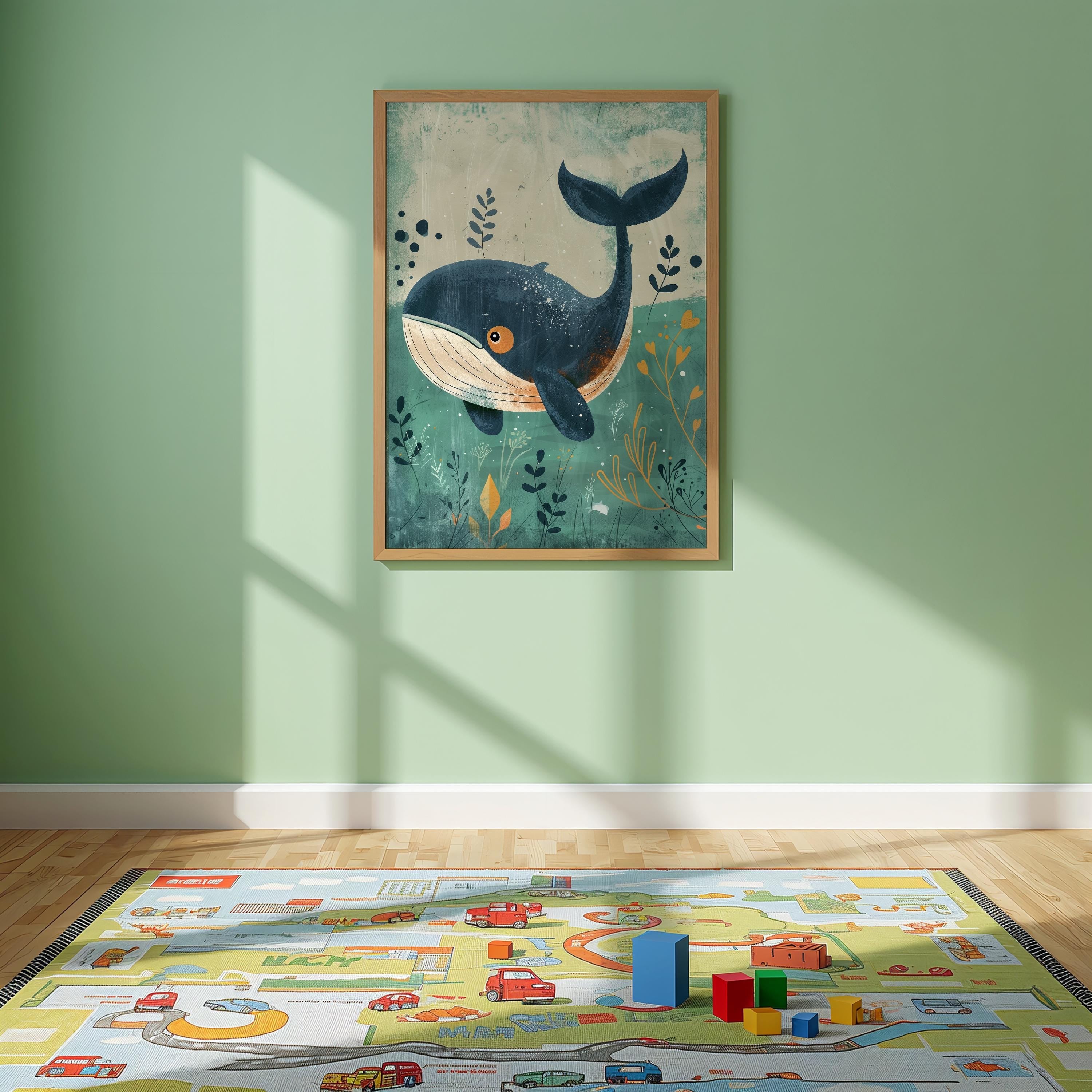 Whale Nursery Wall Art – Ocean Animal Print