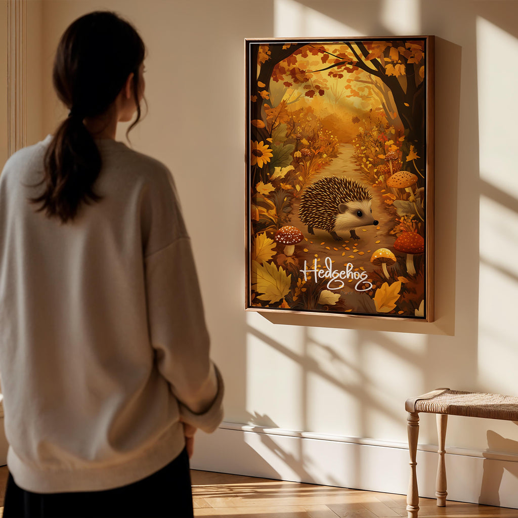 Hedgehog Nursery Print: Woodland Animal Wall Art