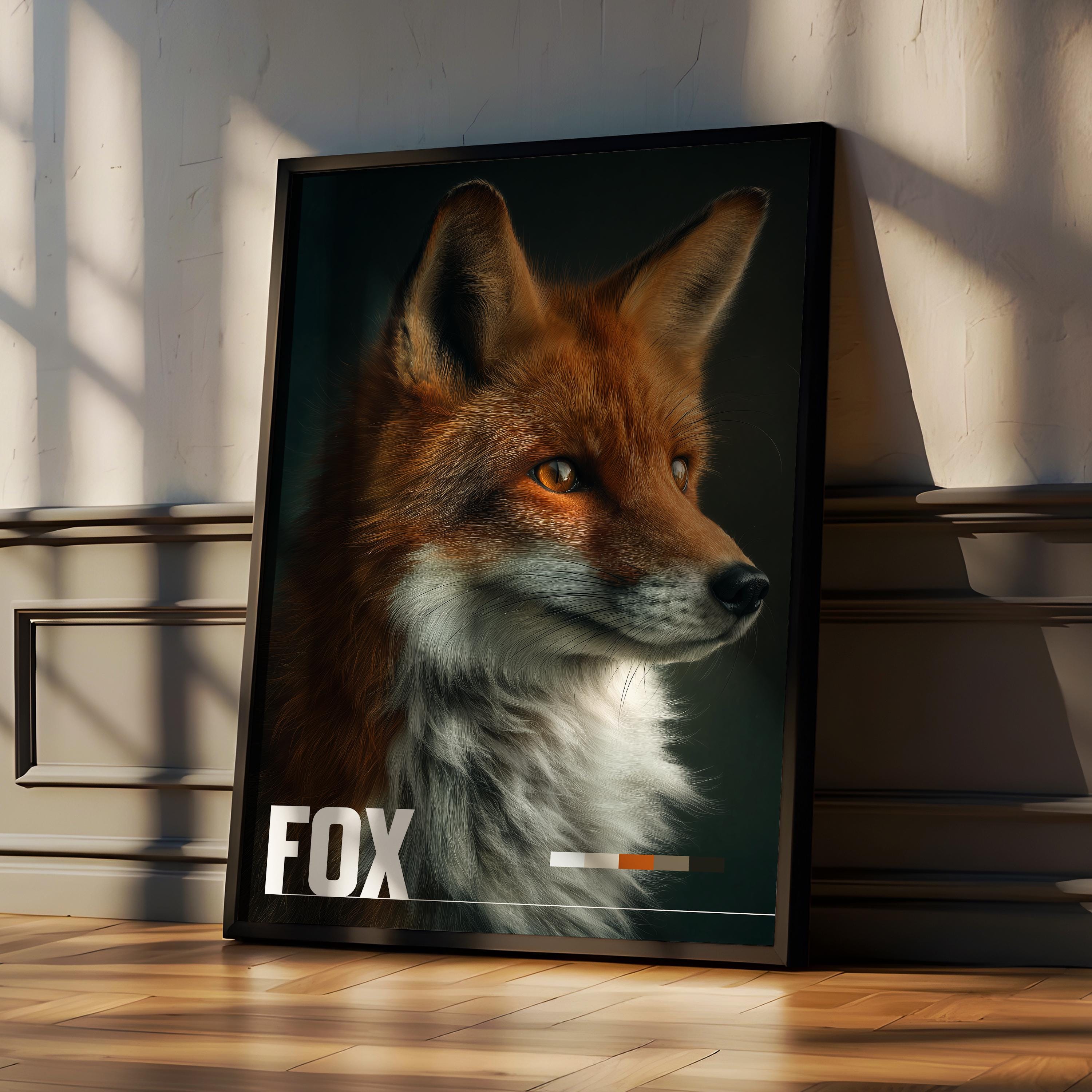Fox Framed Poster: Woodland Animal Wall Art for Nursery or Kids Room