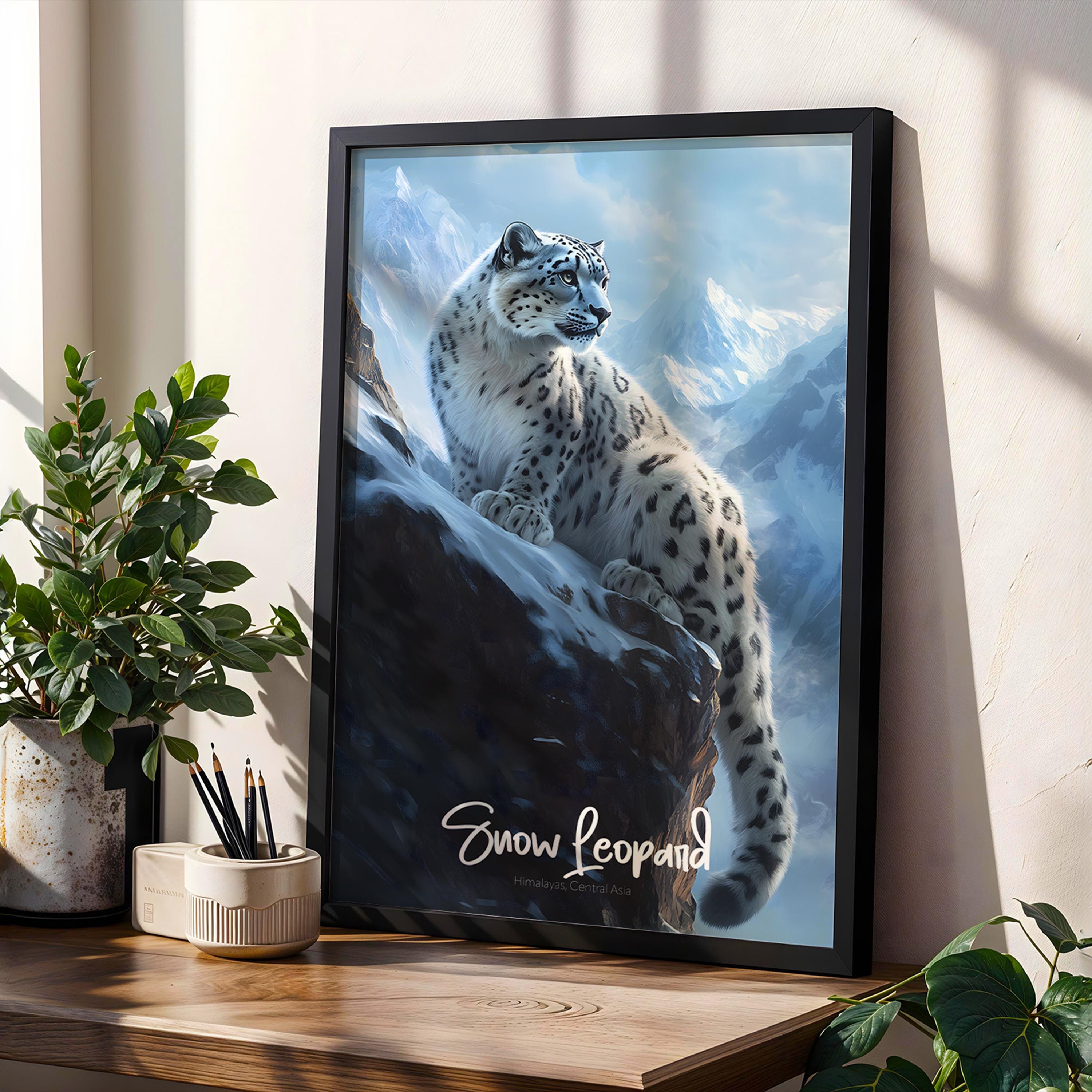 Snow Leopard Himalayas Print: Wildlife Art, Nature Poster