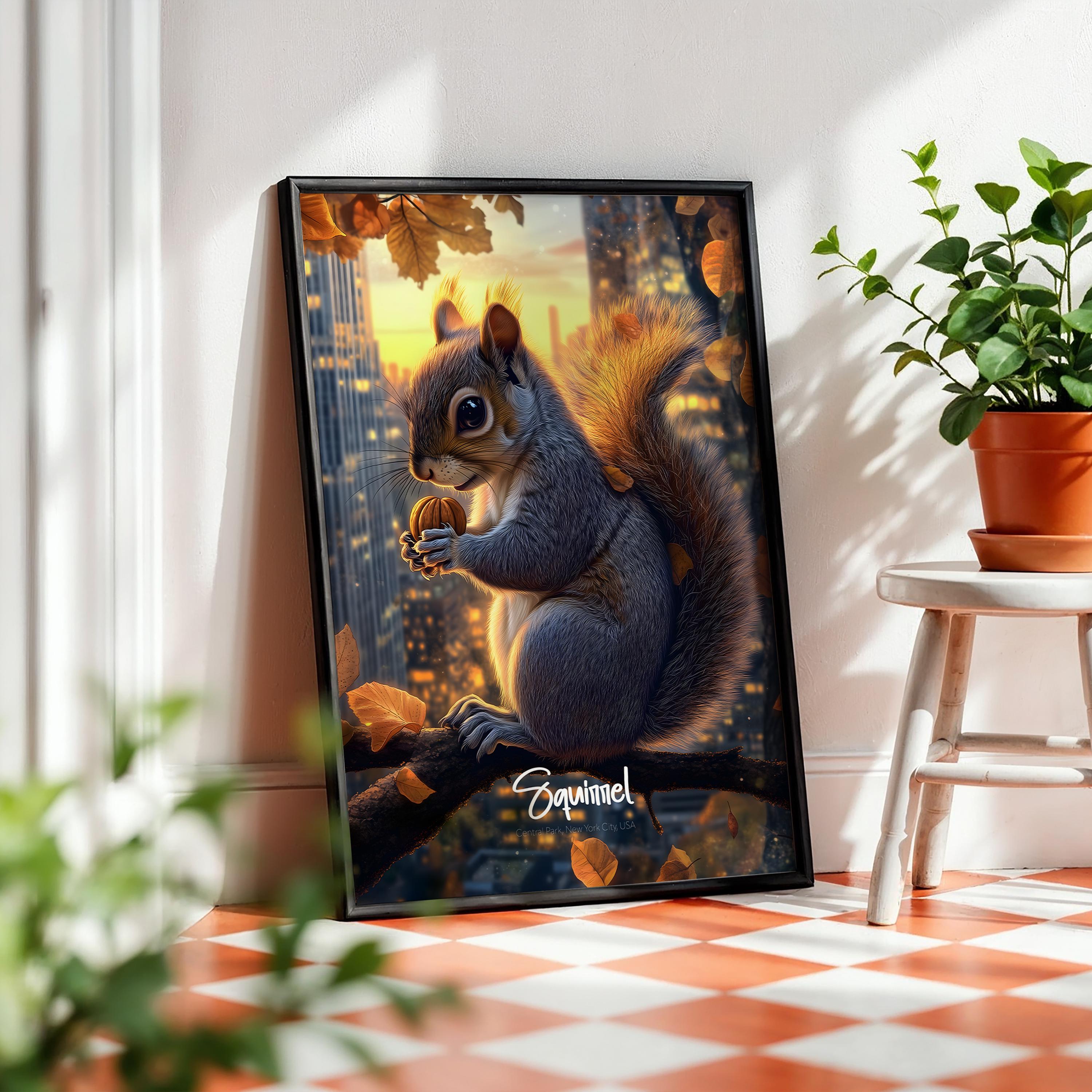 Squirrel Framed Art Print: Woodland Nursery Wall Decor