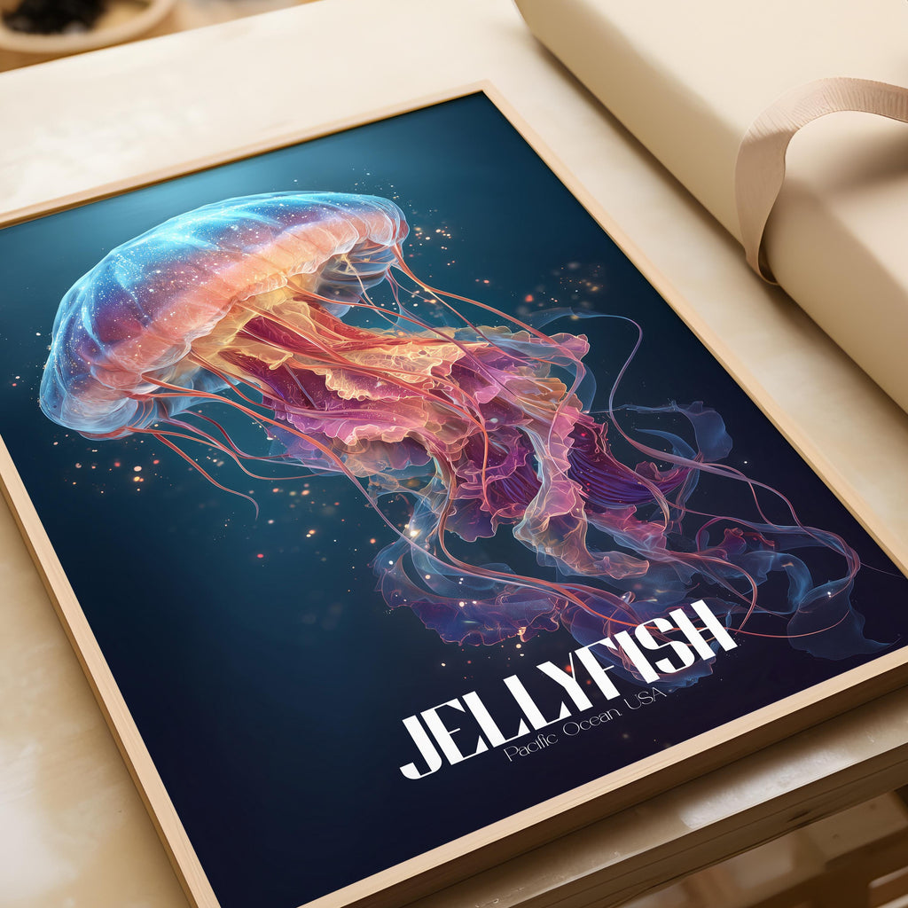 Jellyfish Wall Art Print: Ethereal Ocean Animal Illustration