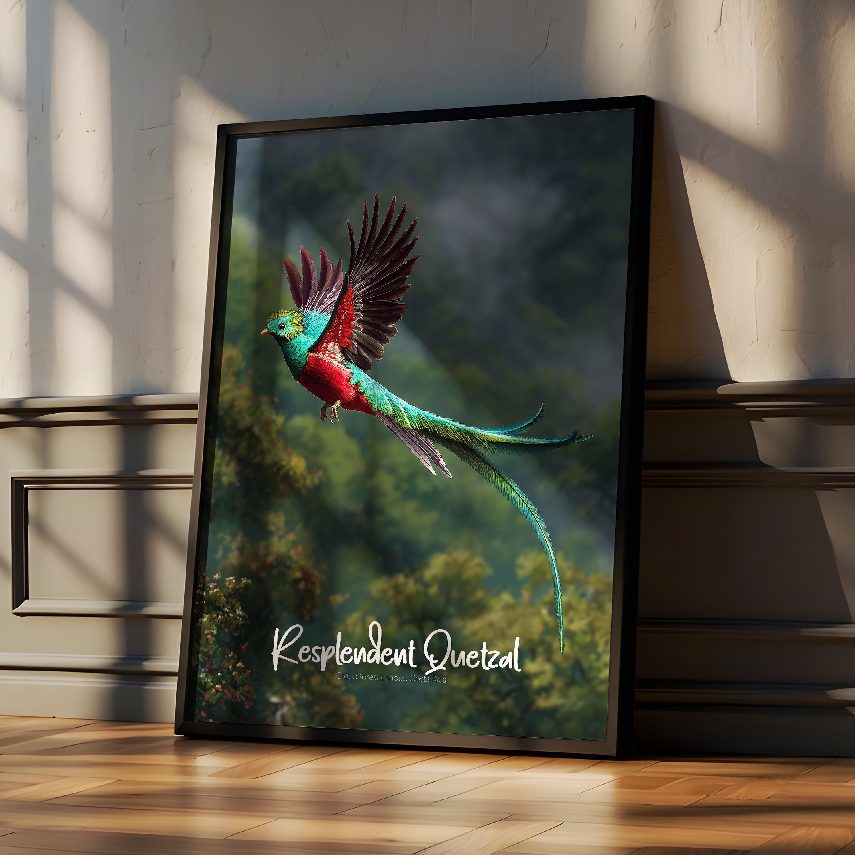 Resplendent Quetzal Print: Colorful Tropical Bird Wall Art