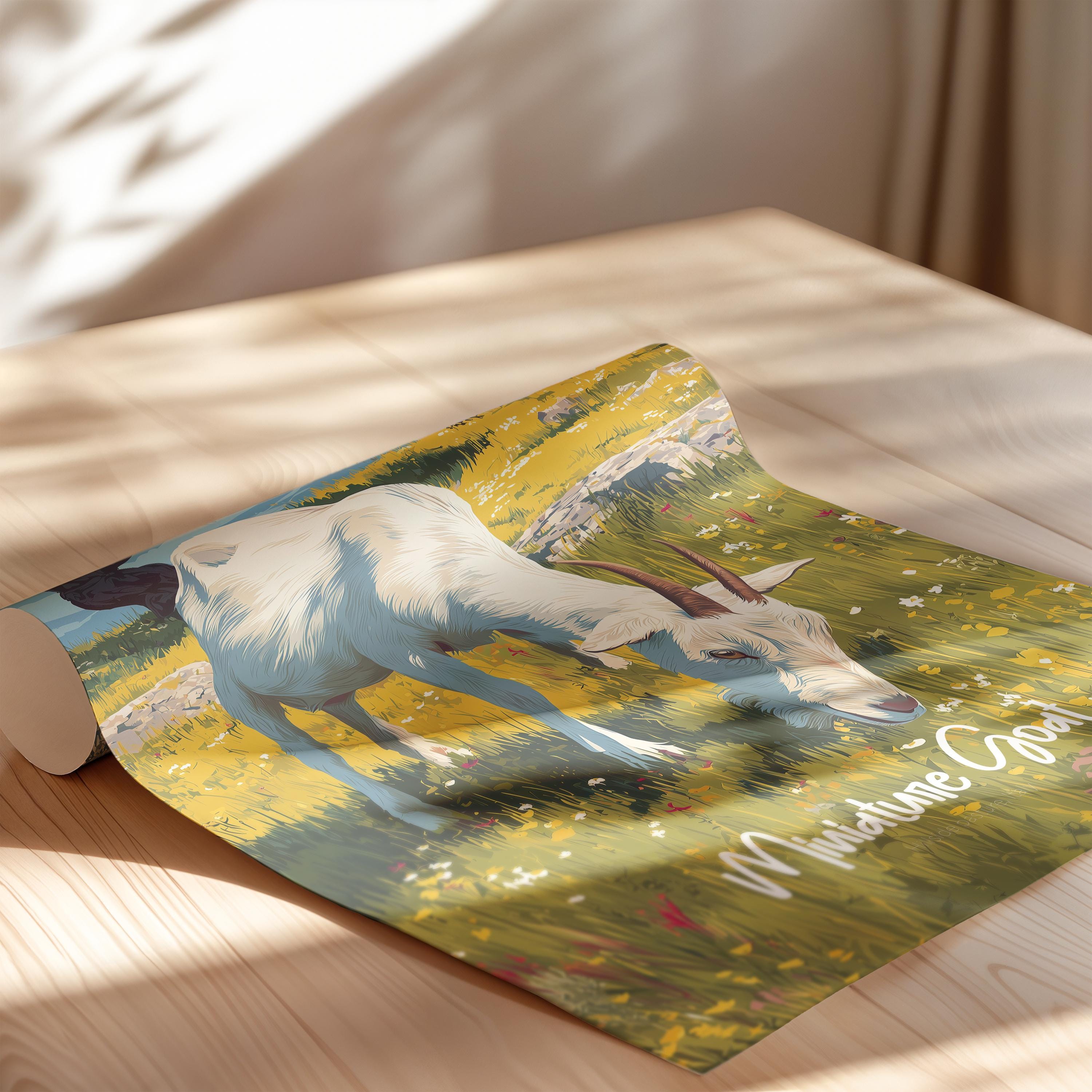 Miniature Goat Art Print – Farmhouse Animal Nursery Decor