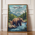 Grizzly Bear Art Print: Rustic Cabin Wall Decor, Wildlife Illustration