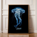Blue Jellyfish Print: Ocean Marine Wall Art, Nautical Decor