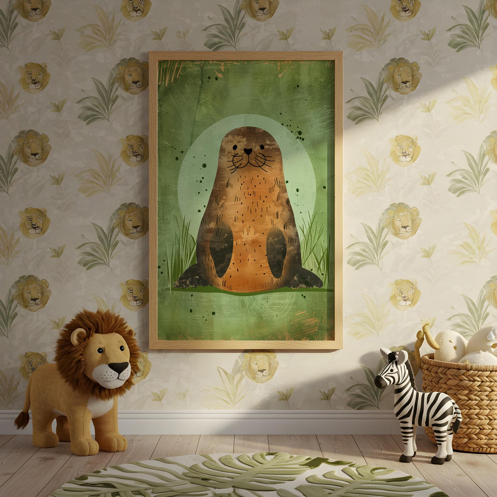 Seal Nursery Wall Art – Woodland Animal Print