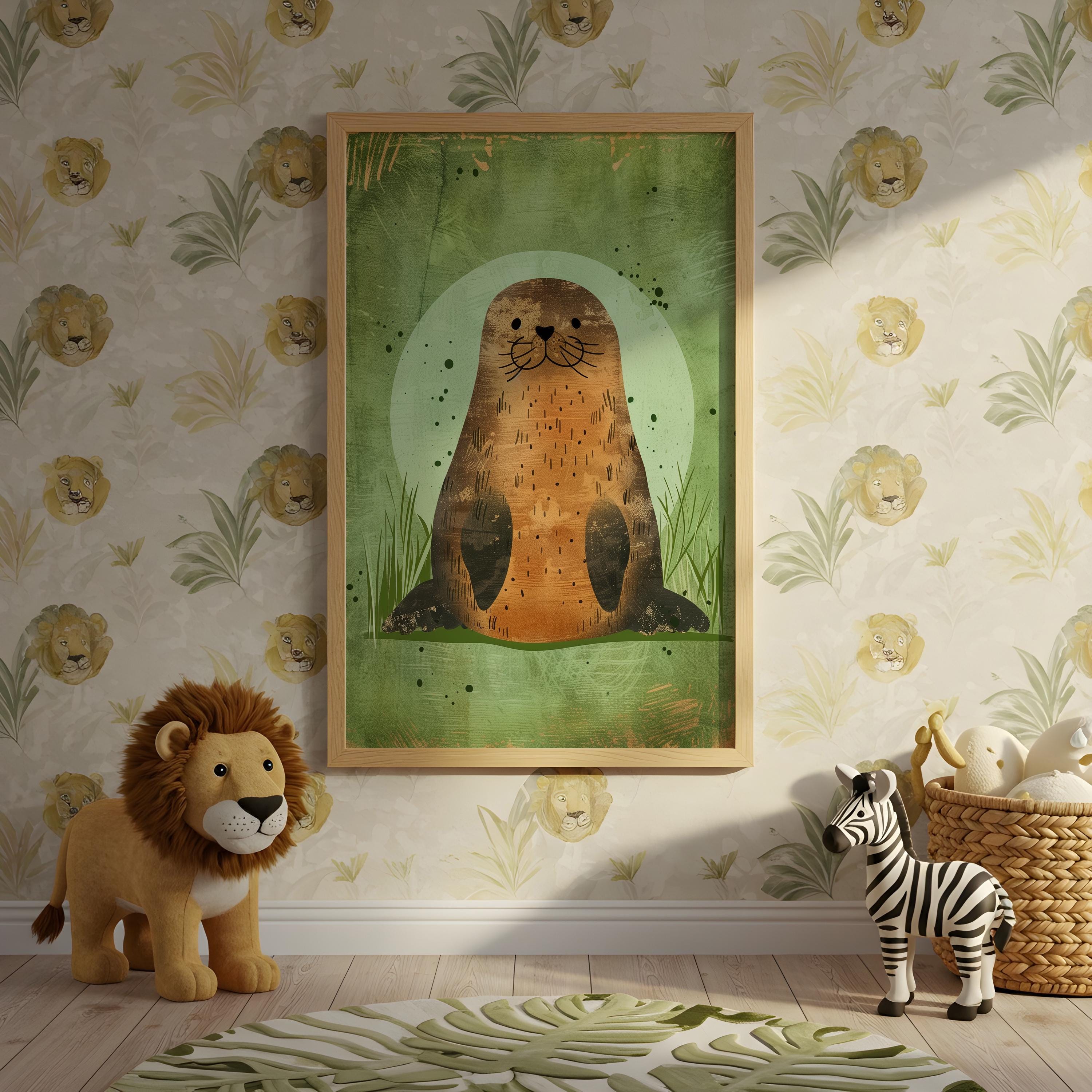 Seal Nursery Wall Art – Woodland Animal Print