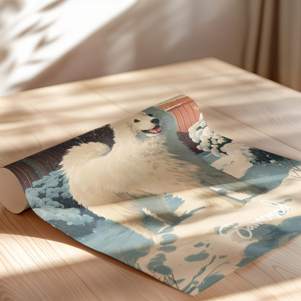 Samoyed Framed Poster – Fluffy Dog Art, Kids Nursery Decor