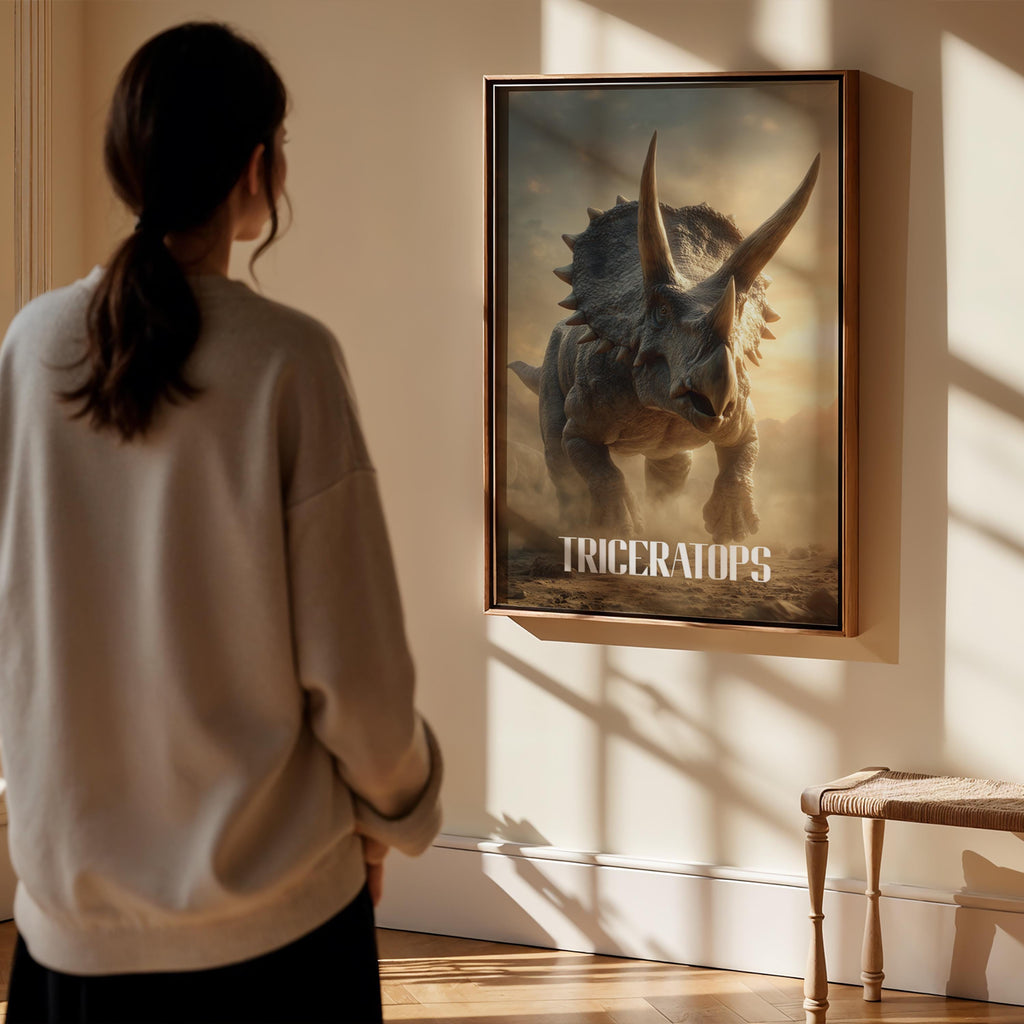 Triceratops Poster for Kids Room – Dinosaur Wall Art for Boys and Girls