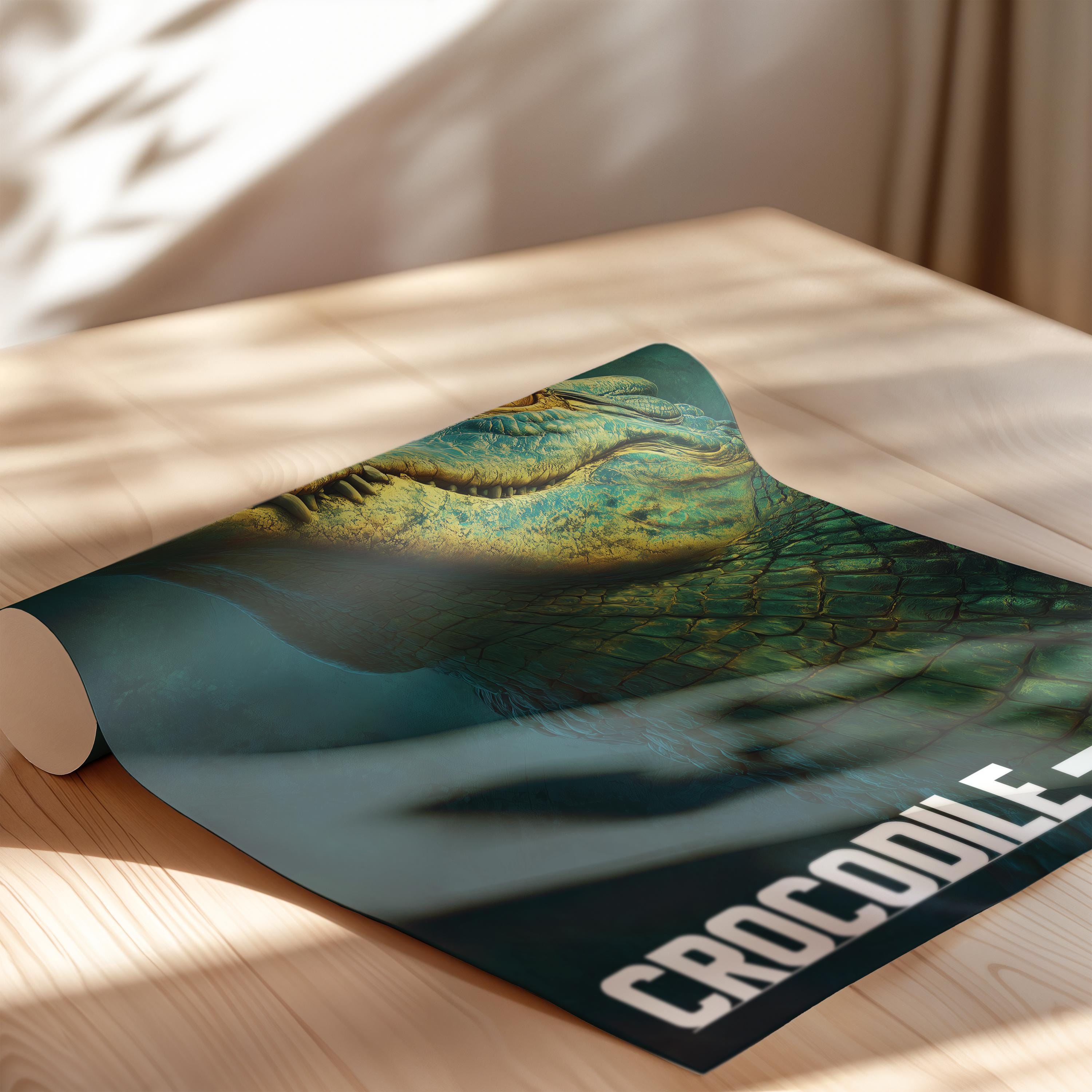 Crocodile Framed Poster: Reptile Wall Art for Nursery or Kids Room