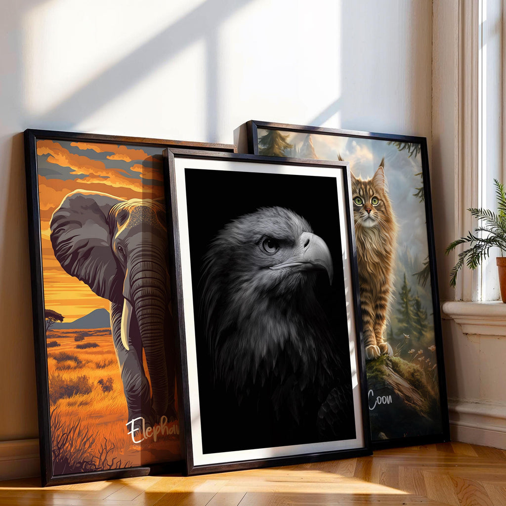 Majestic Eagle Art Print: Black and White Wildlife Poster
