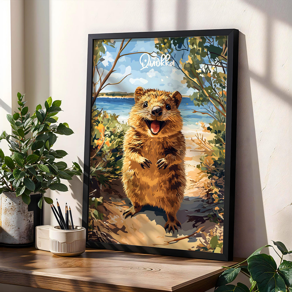 Quokka Animal Print: Cheerful Australian Wildlife Poster