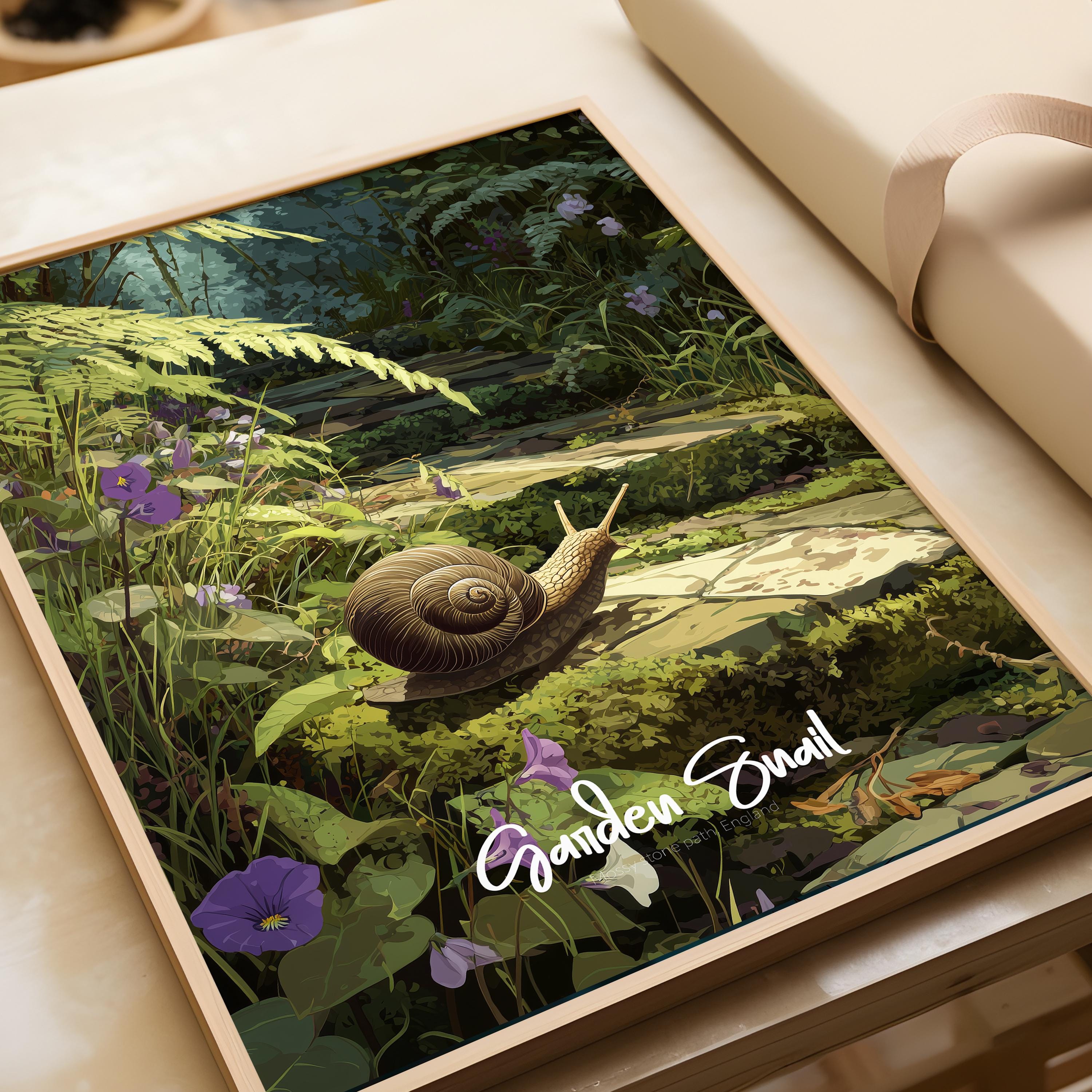 Whimsical Garden Snail Print: Nature-Inspired Kids Room Decor