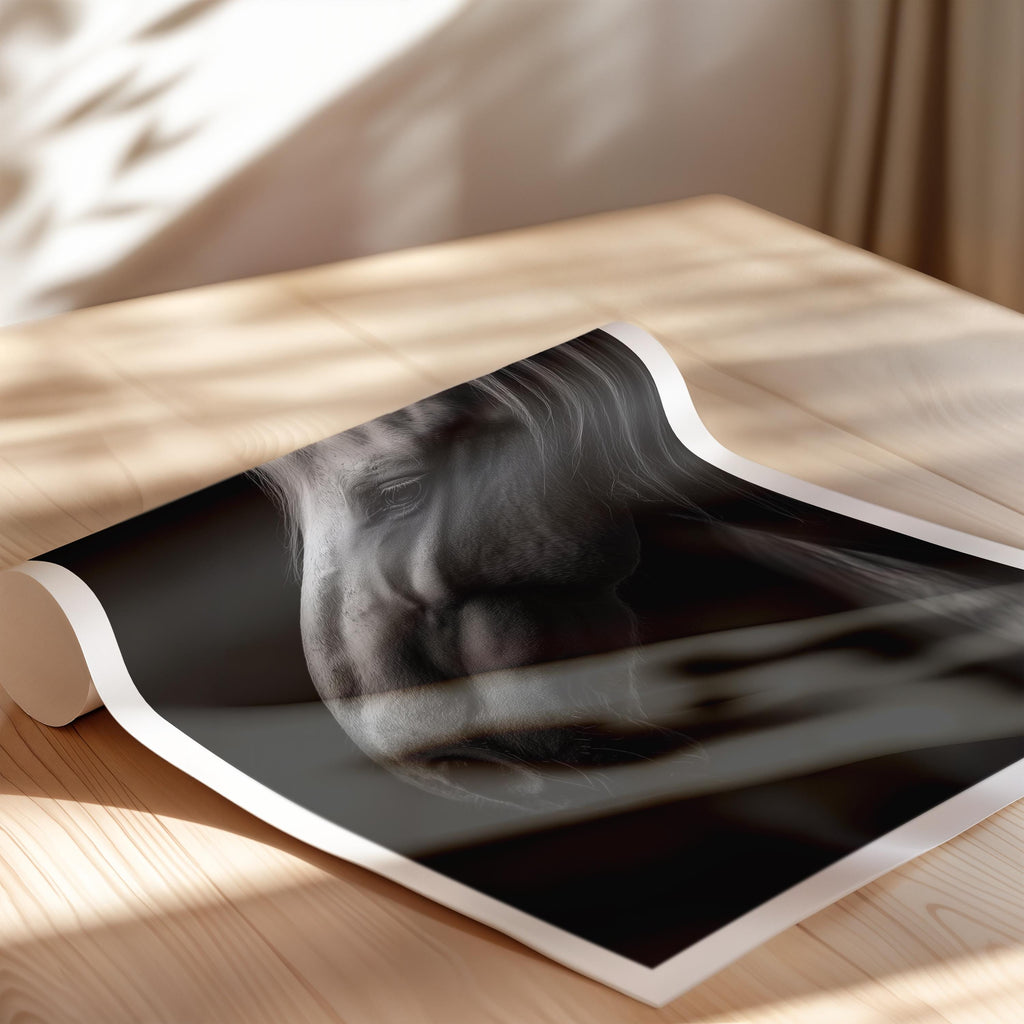 Black and White Horse Print: Elegant Wildlife Wall Art