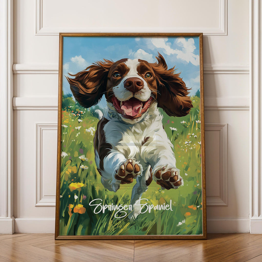 Springer Spaniel Wall Art – Energetic Field Dog Illustration, Nature-Inspired Decor, Gift for Dog Lovers