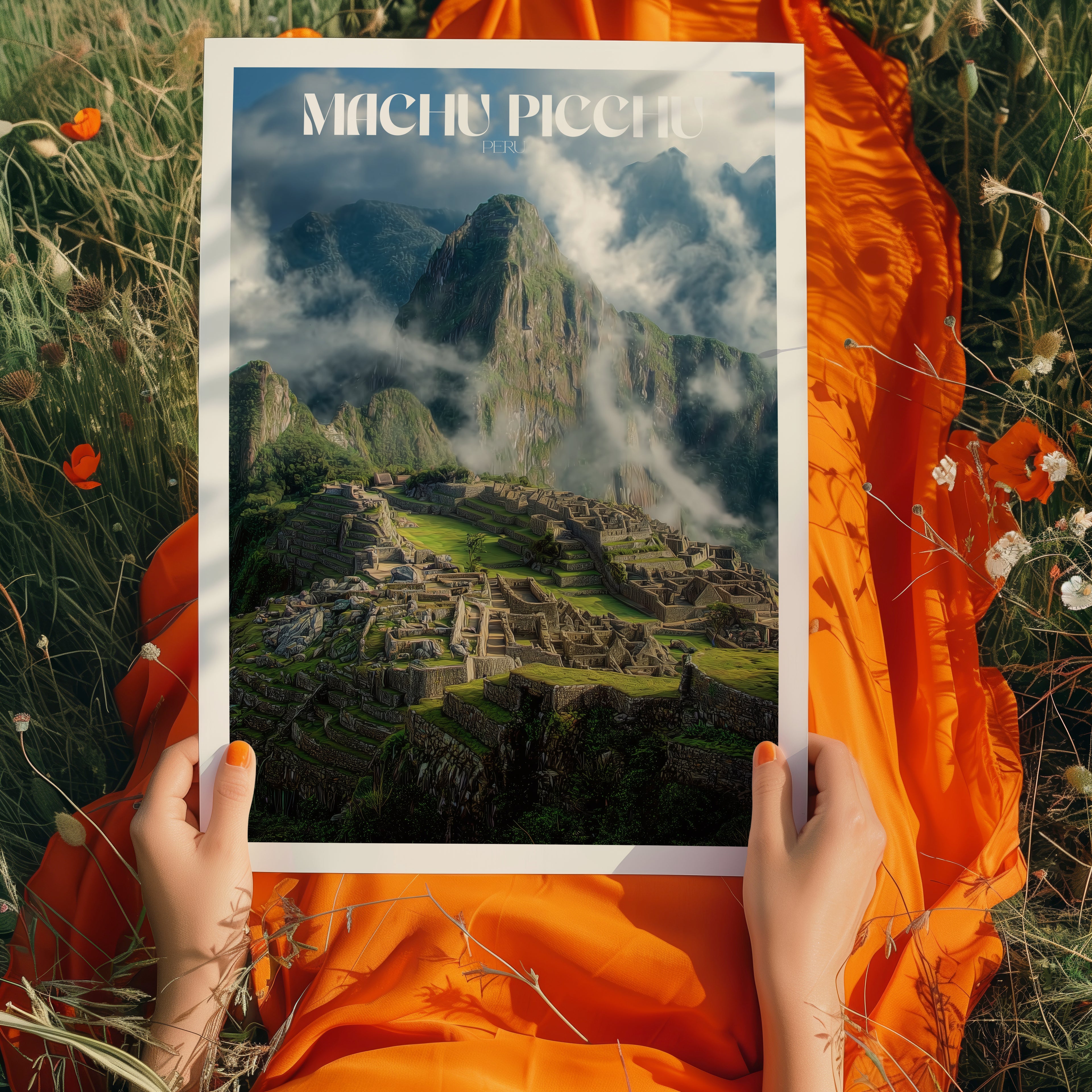 Machu Picchu Poster – Peru Travel Print, Inca Ruins Wall Art, Andes Mountain Landscape