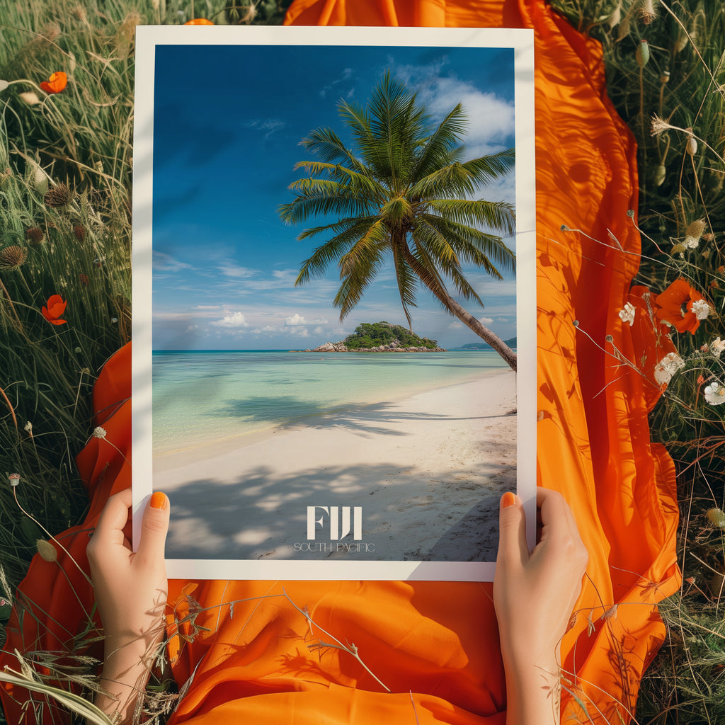 Fiji Island Poster – Travel Print, Tropical Seascape Wall Art, Coastal Paradise Decor