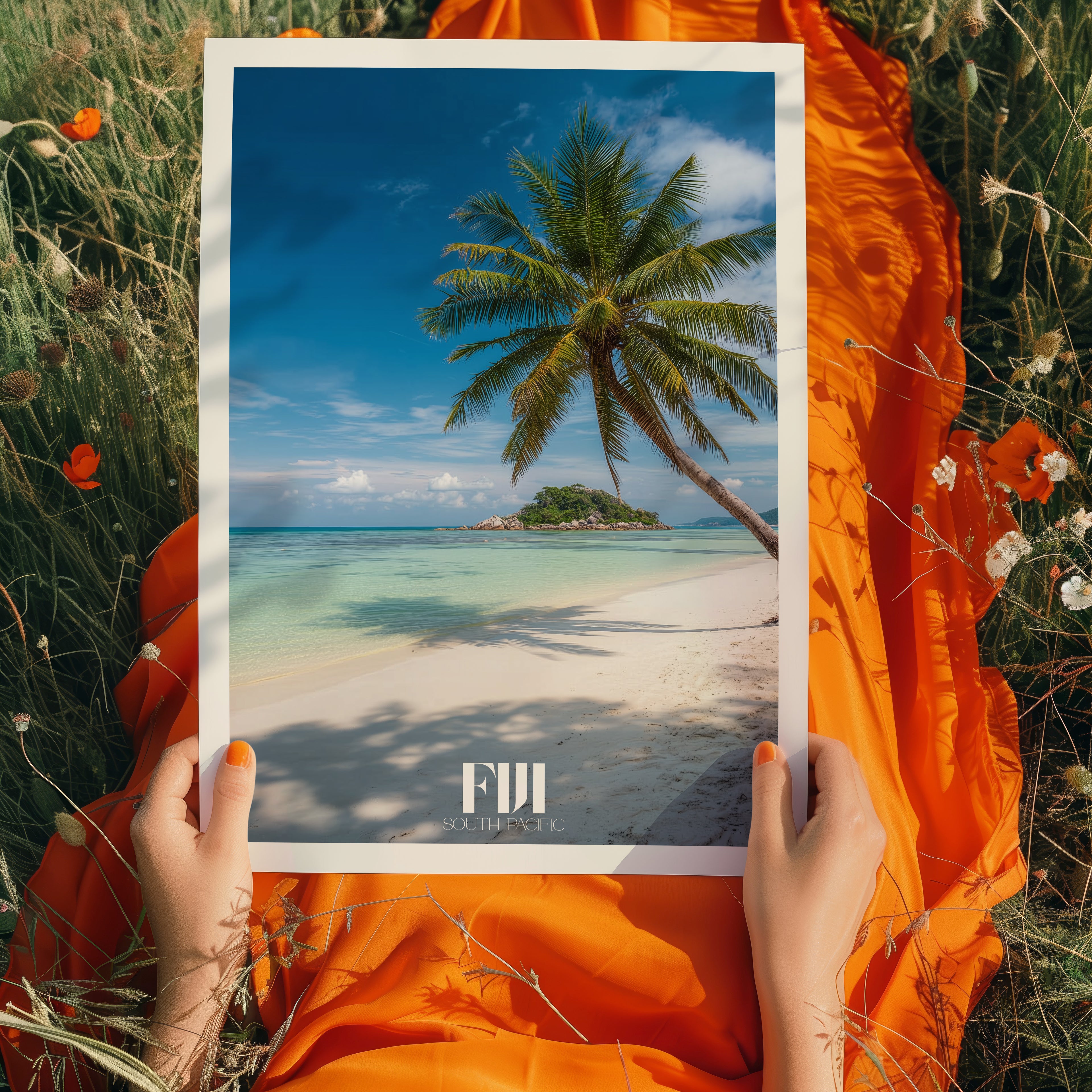 Fiji Island Poster – Travel Print, Tropical Seascape Wall Art, Coastal Paradise Decor
