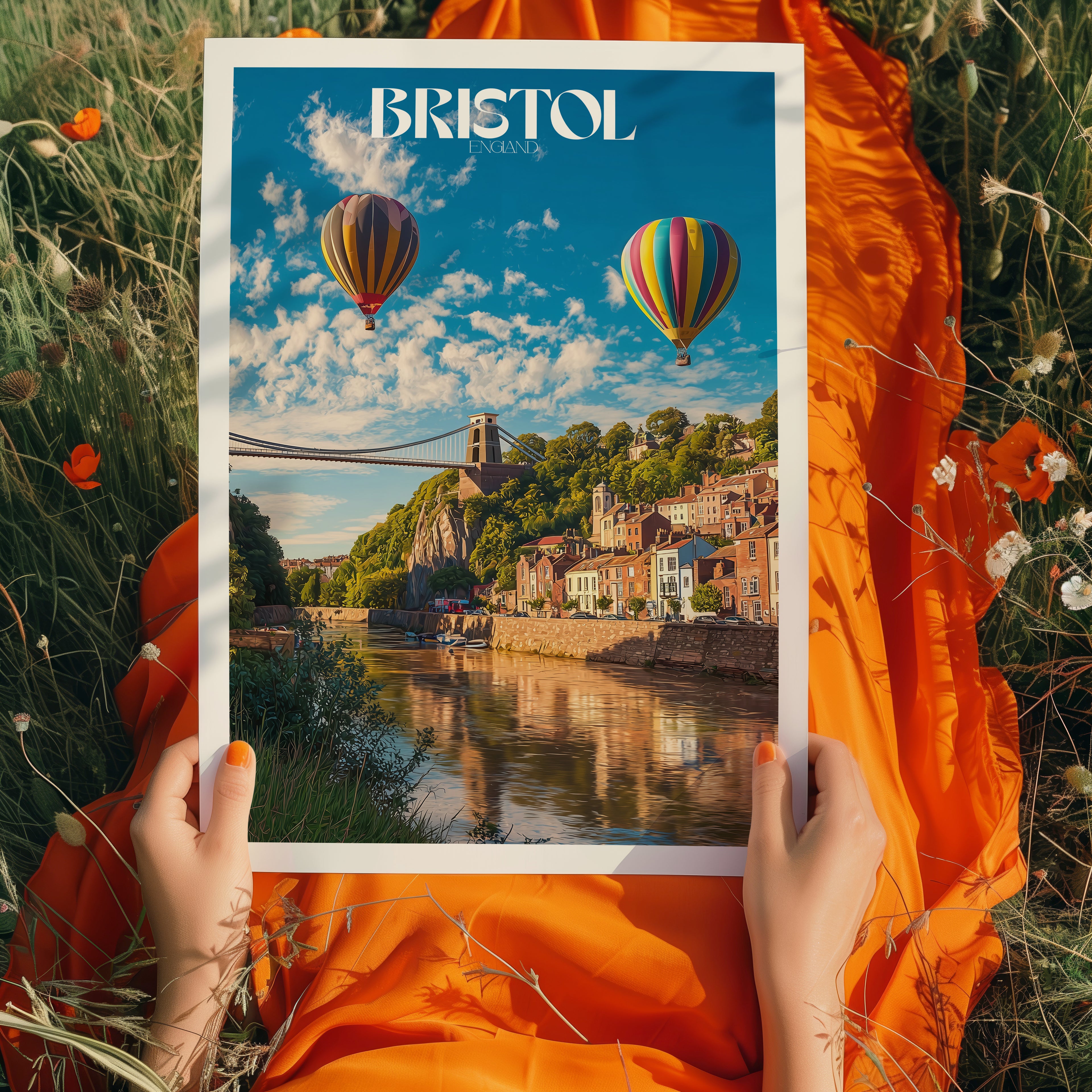Bristol UK Poster – Colourful City Travel Print, British Wall Art, Architecture Artwork