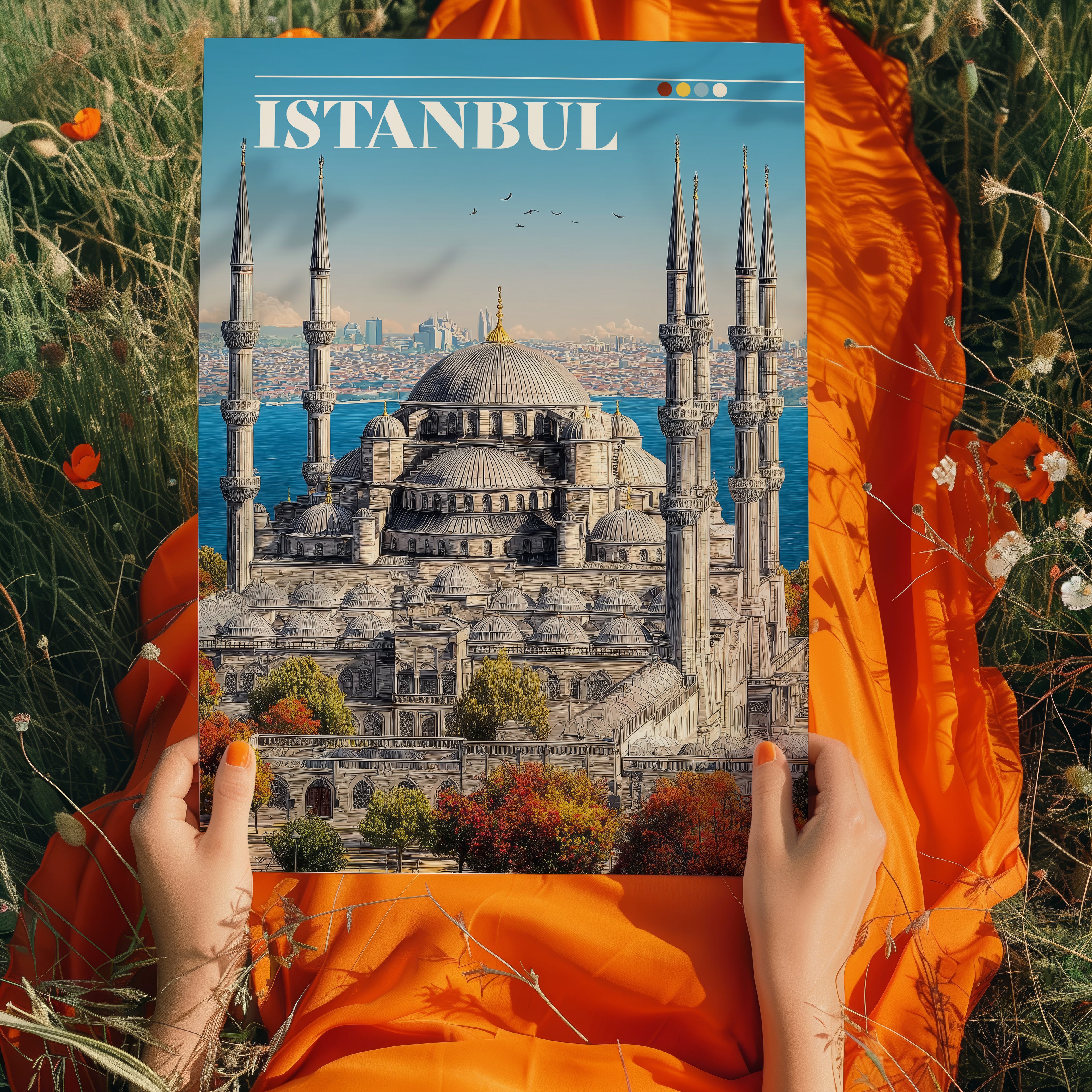 Istanbul Turkey Poster – Blue Mosque Wall Art, Historic Architecture Print, Islamic Travel Photography Decor