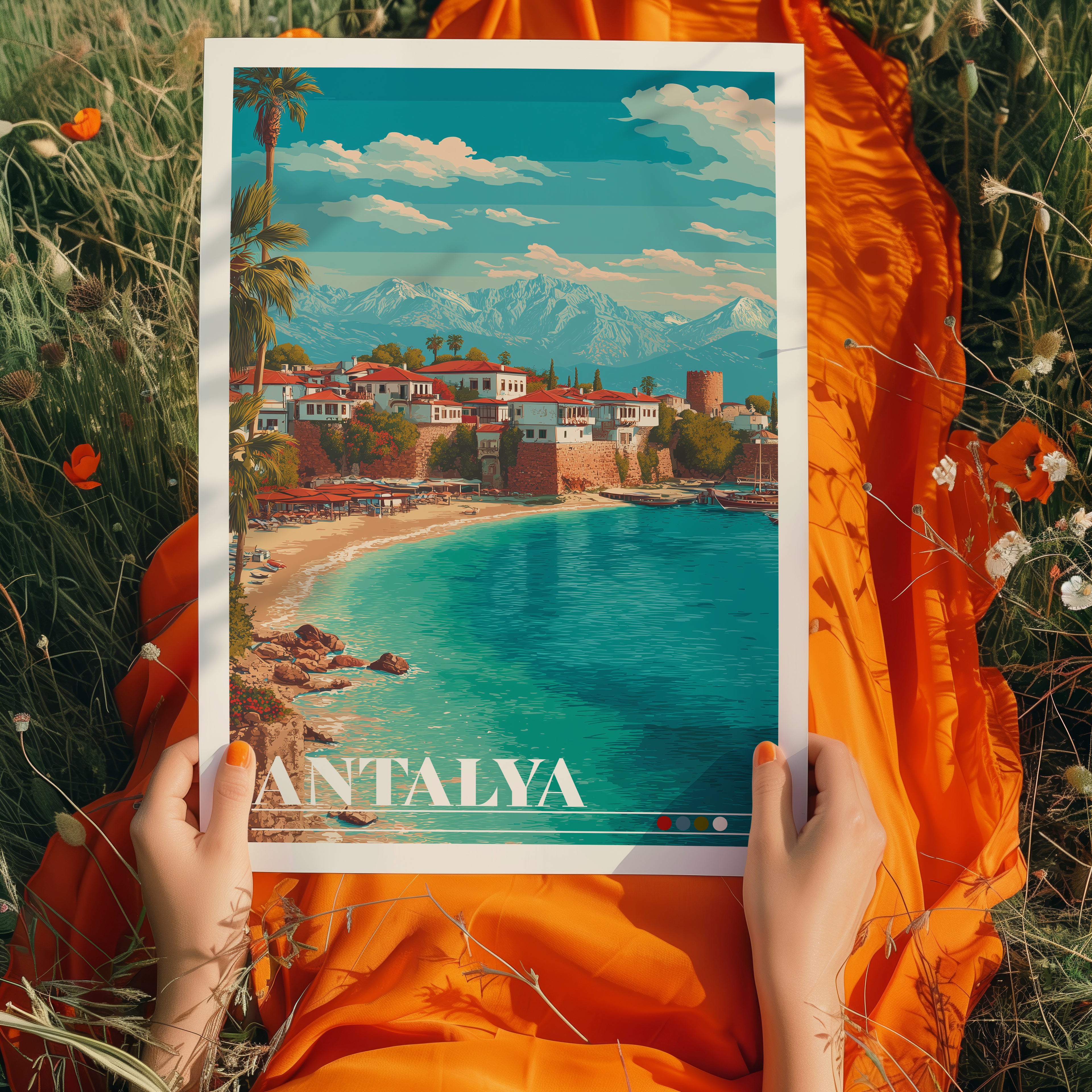 Antalya Travel Poster: Turkey Wall Art, Mediterranean Coast Print