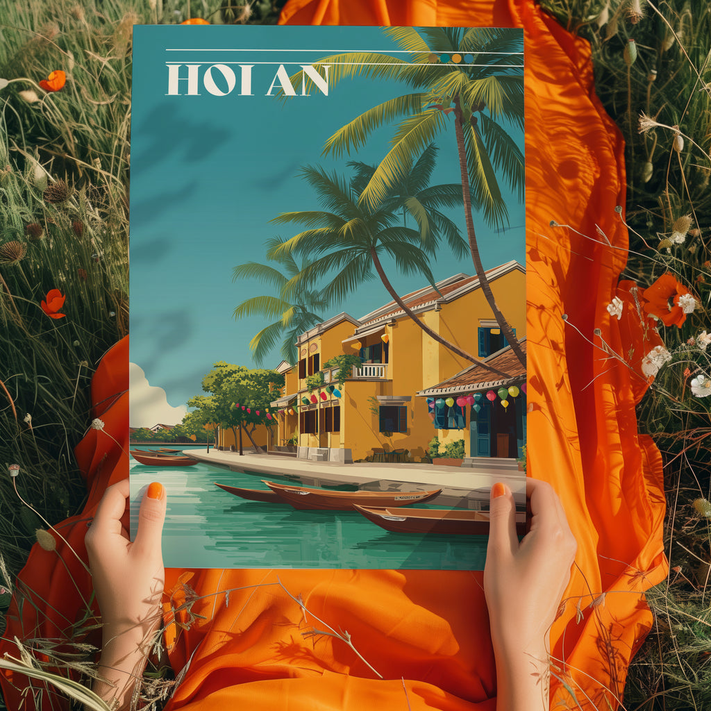 Hoi An Vietnam Poster – Lantern Street Wall Art, Riverside Town Print, Asian Travel Photography Decor