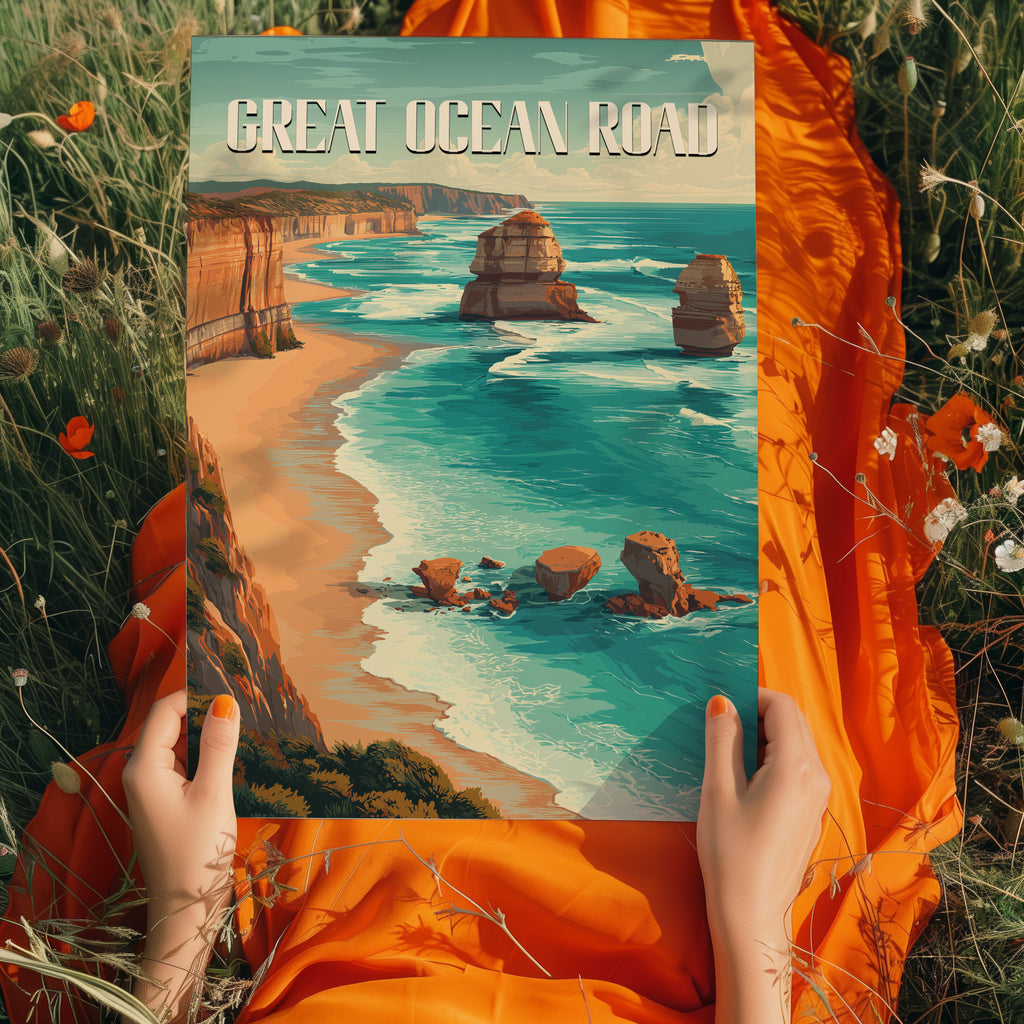 Great Ocean Road Poster – Australia Coastal Wall Art, Ocean Cliff Print, Scenic Travel Photography, Nature Landscape Decor
