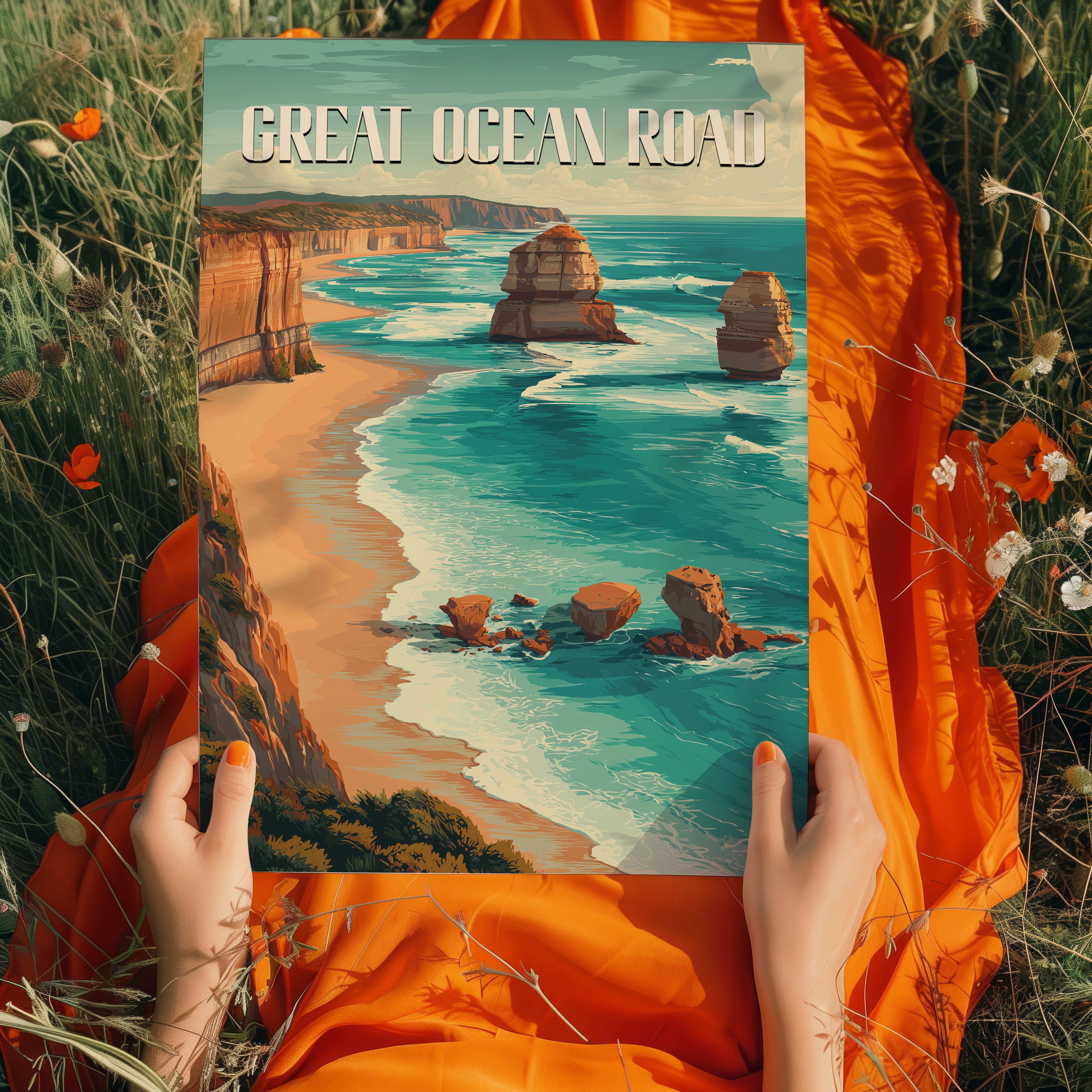 Great Ocean Road Poster – Australia Coastal Wall Art, Ocean Cliff Print, Scenic Travel Photography, Nature Landscape Decor