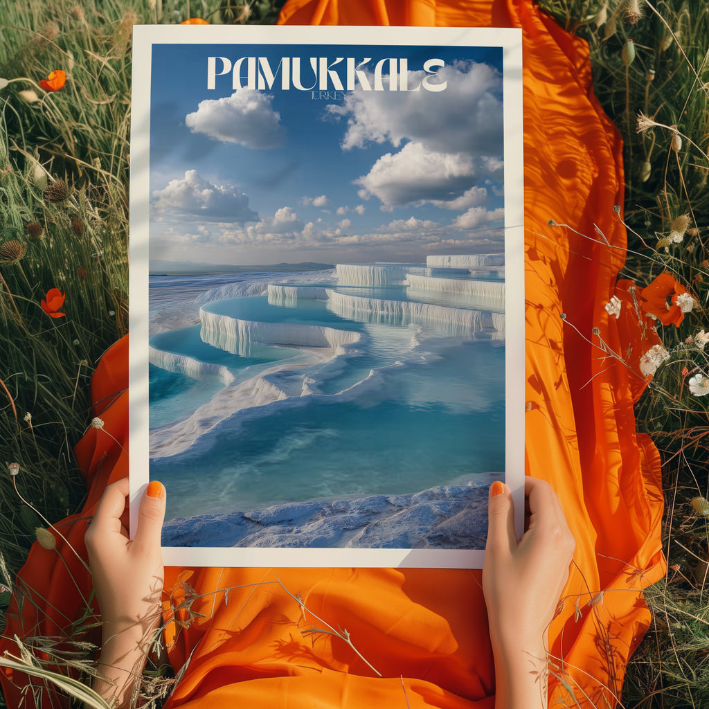 Pamukkale Turkey Travel Poster – Thermal Pools Wall Art, Landscape Print, Natural Wonder Decor