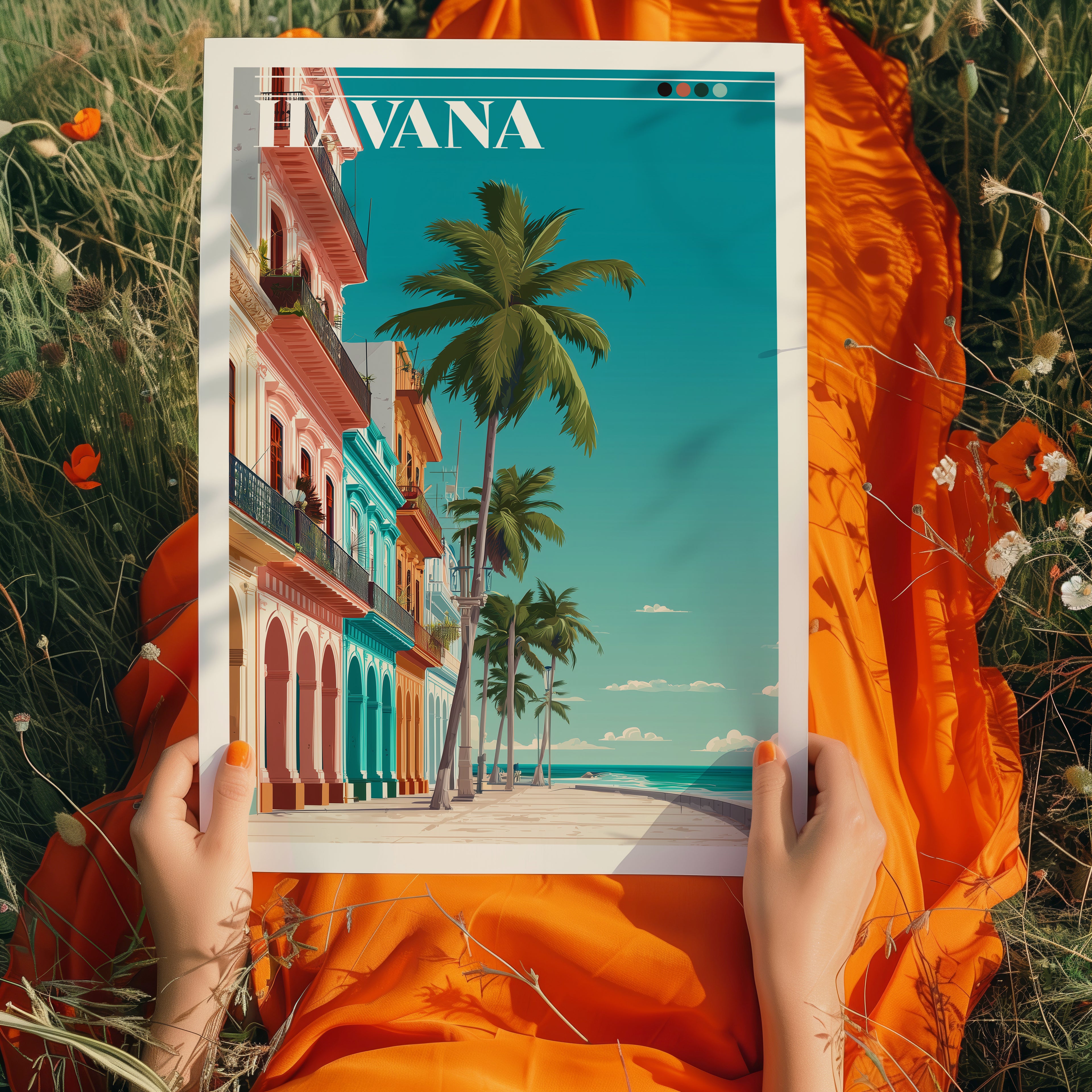 Havana Travel Poster: Cuba Print, Caribbean Wall Art