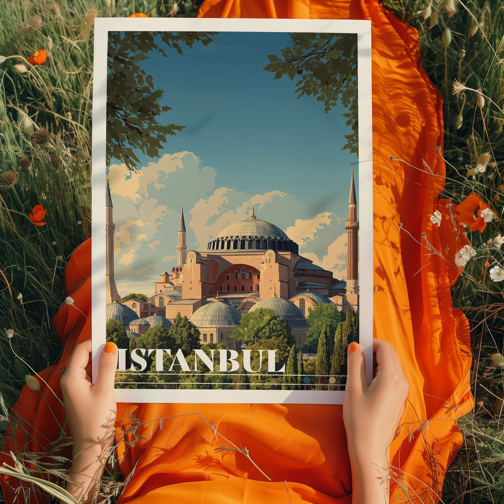Istanbul Travel Poster: Hagia Sophia Print, Turkey Wall Art