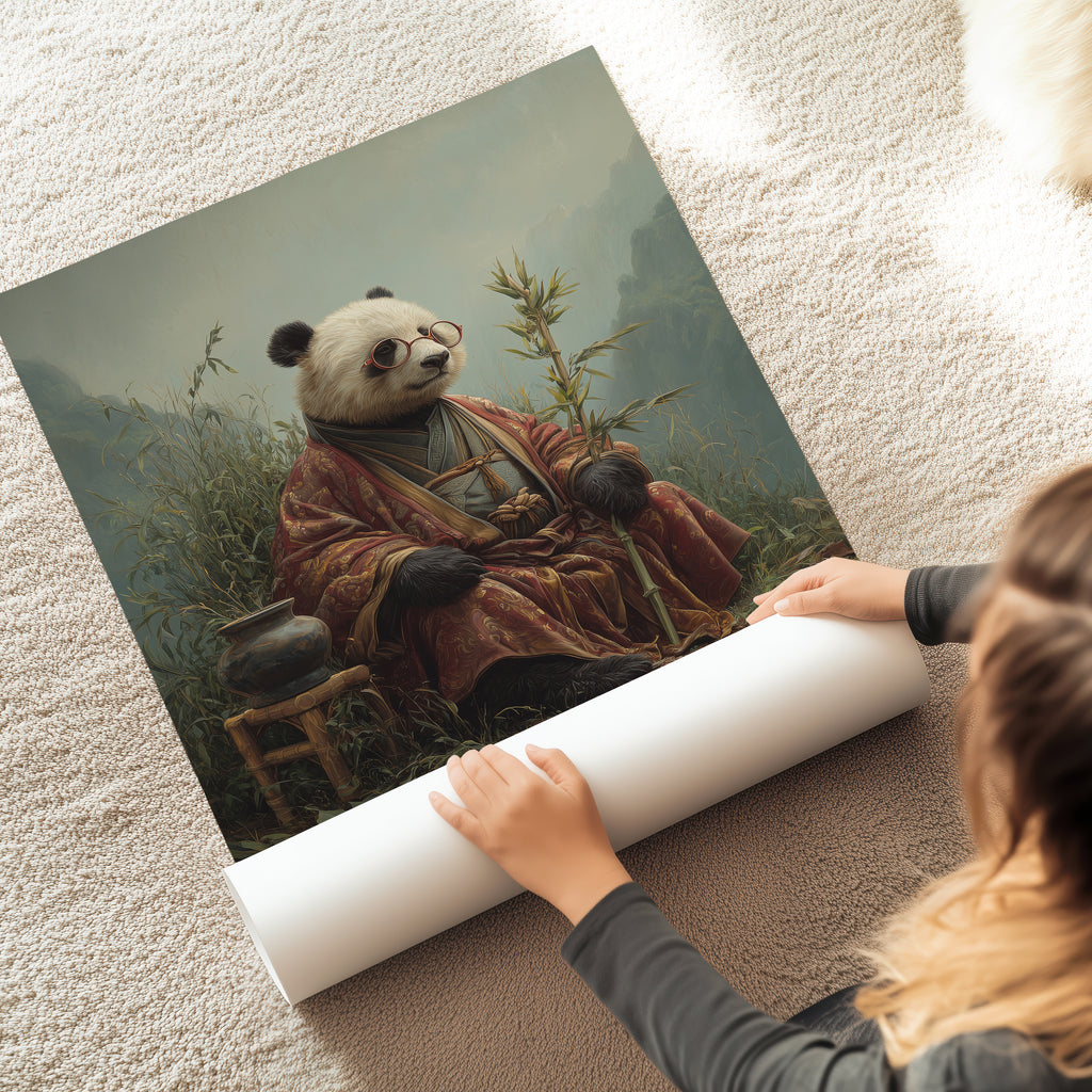 Wise Panda in Sichuan – Asian Animal Art Print, Nature Explorer Wall Decor