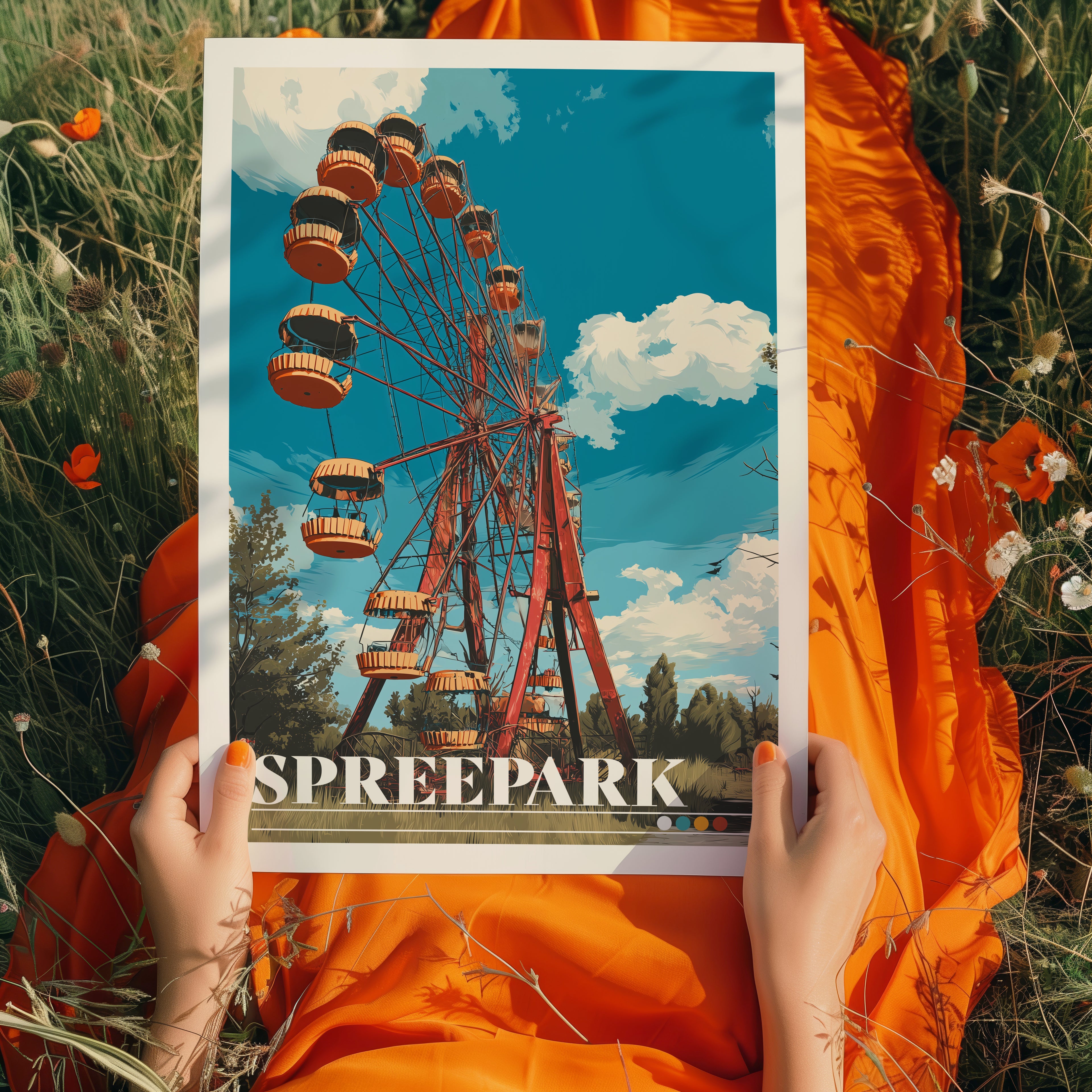 Spreepark Travel Poster: Abandoned Ferris Wheel Print, Berlin Germany Wall Art