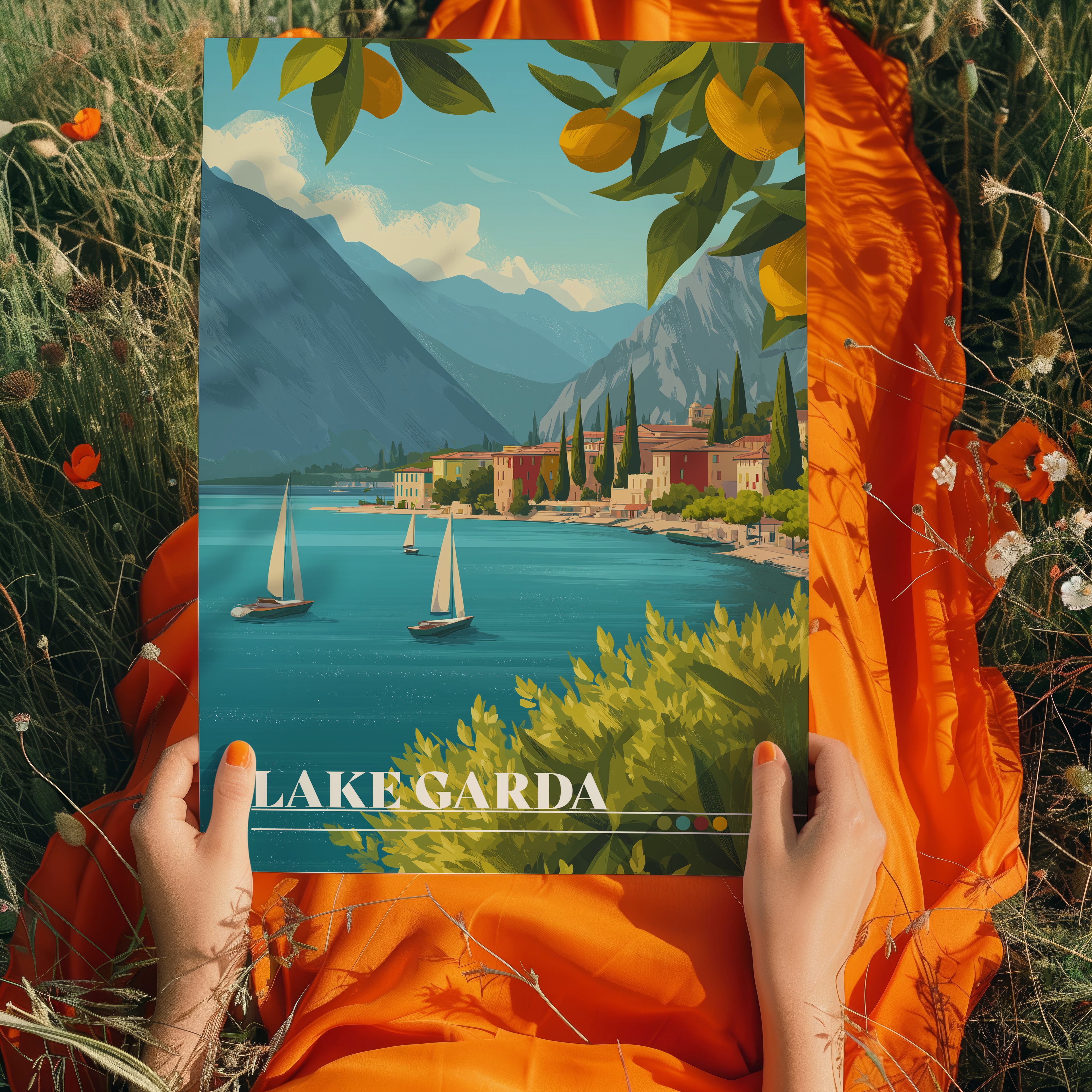 Lake Garda Italy Print: Scenic Lakeside Travel Poster