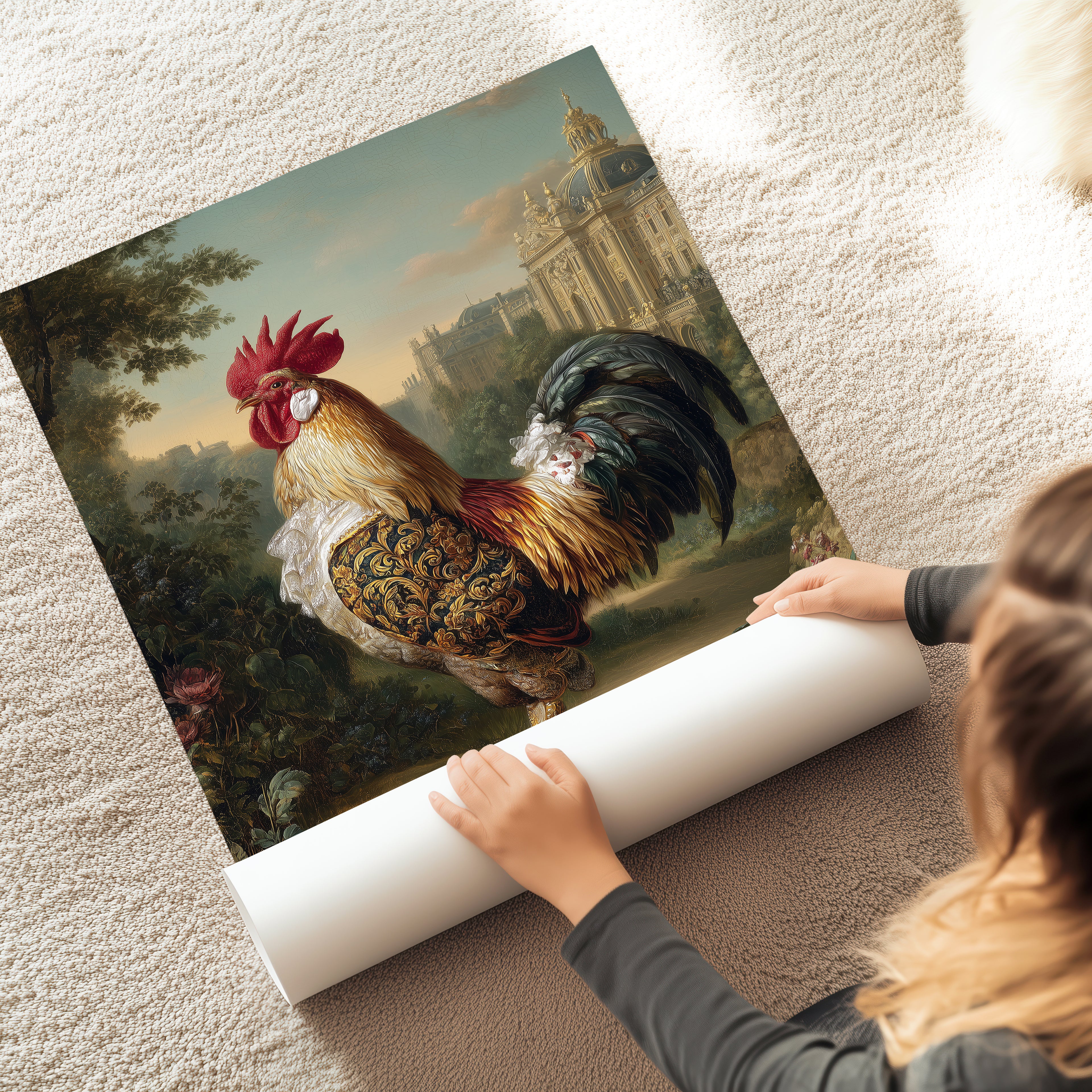 Versailles Rooster Poster – French Royal Animal Wall Art, Baroque Chicken Print
