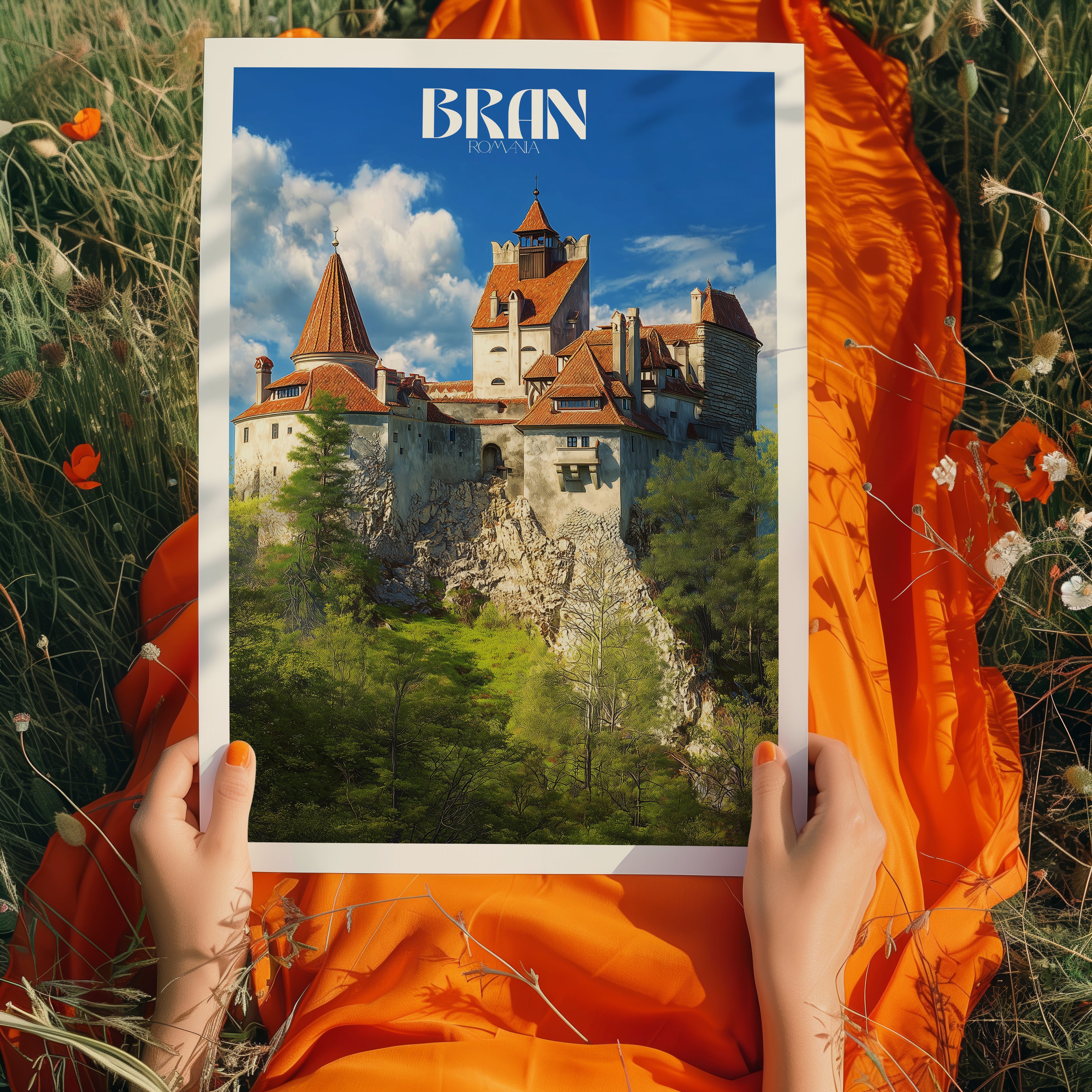 Dracula’s Castle Poster – Bran Castle Romania Print, Gothic Travel Wall Art, Historical Decor